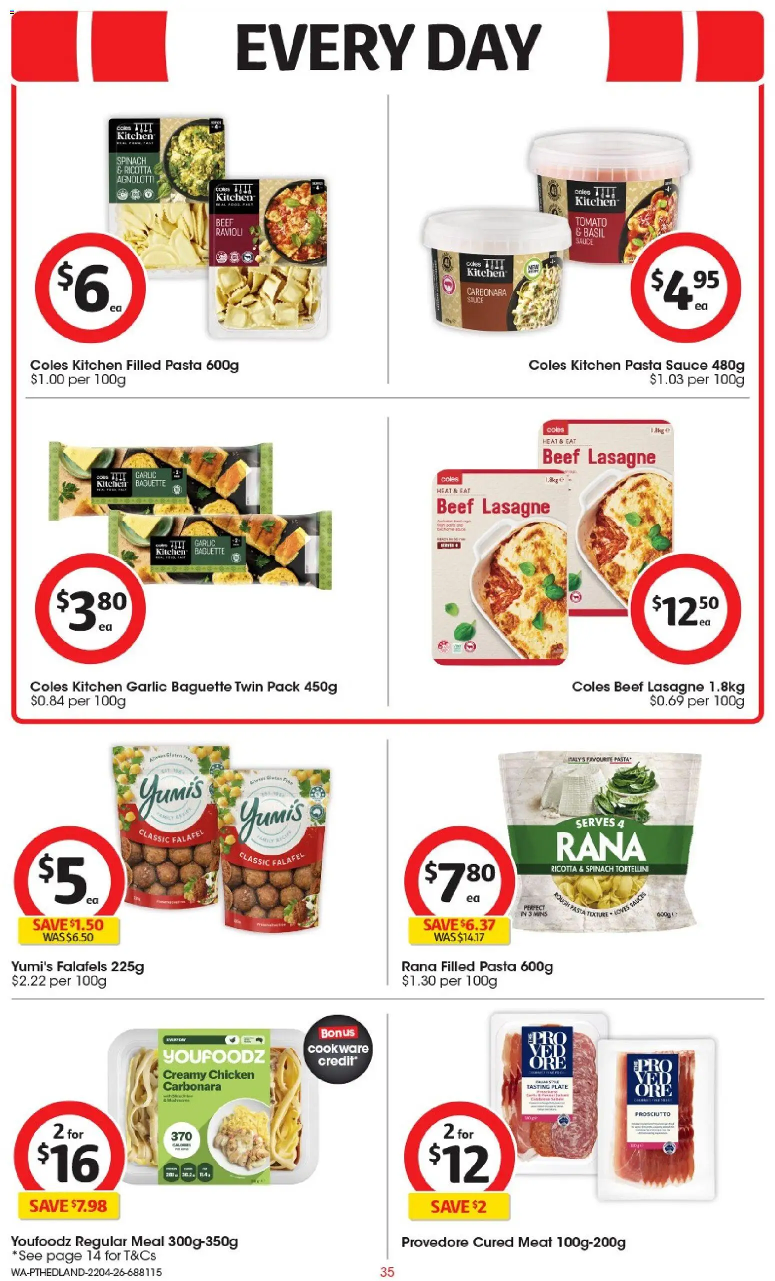 Coles catalogue - valid from 22.04.2026 | Page: 35 | Products: Meat, Cookware, Spinach, Garlic