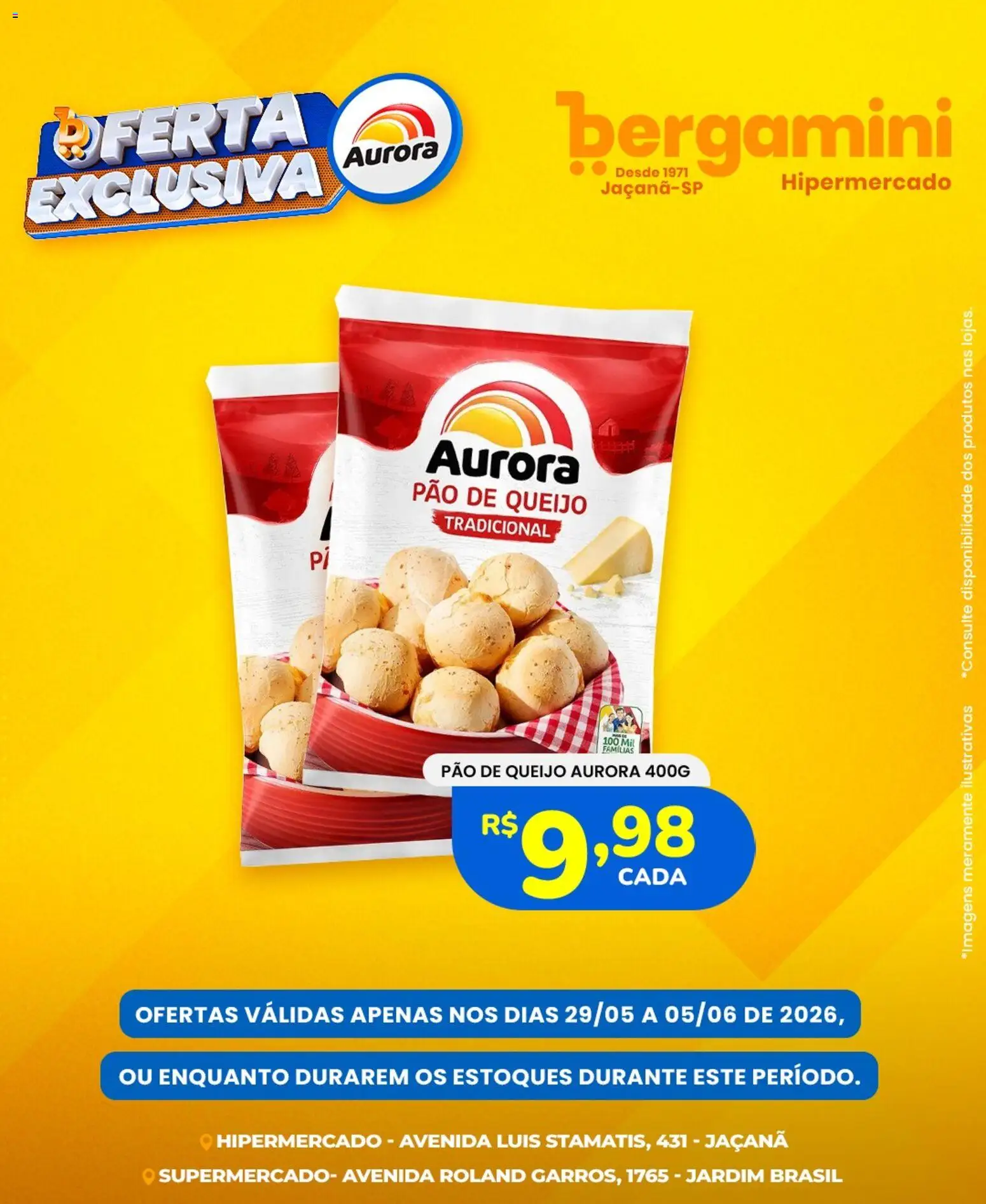 Supermercado Bergamini Folheto - válido de 29.05.2026 | Página: 3 | Produtos: Queijo, Pão, Pão de queijo
