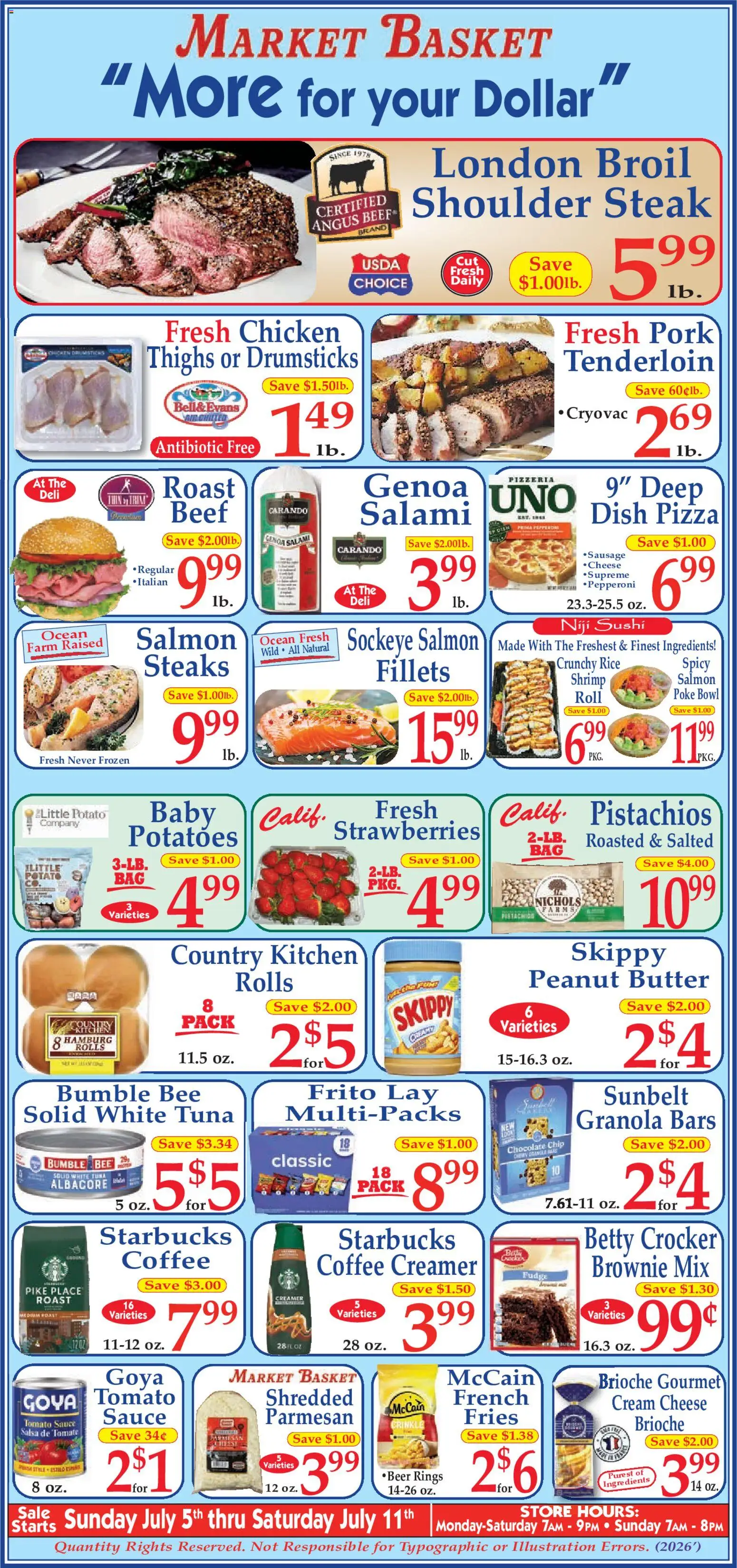 Market Basket Ad - valid from 07/05/2026 | Page: 1 | Products: Butter, Cheese, Sauce, Chocolate Chip