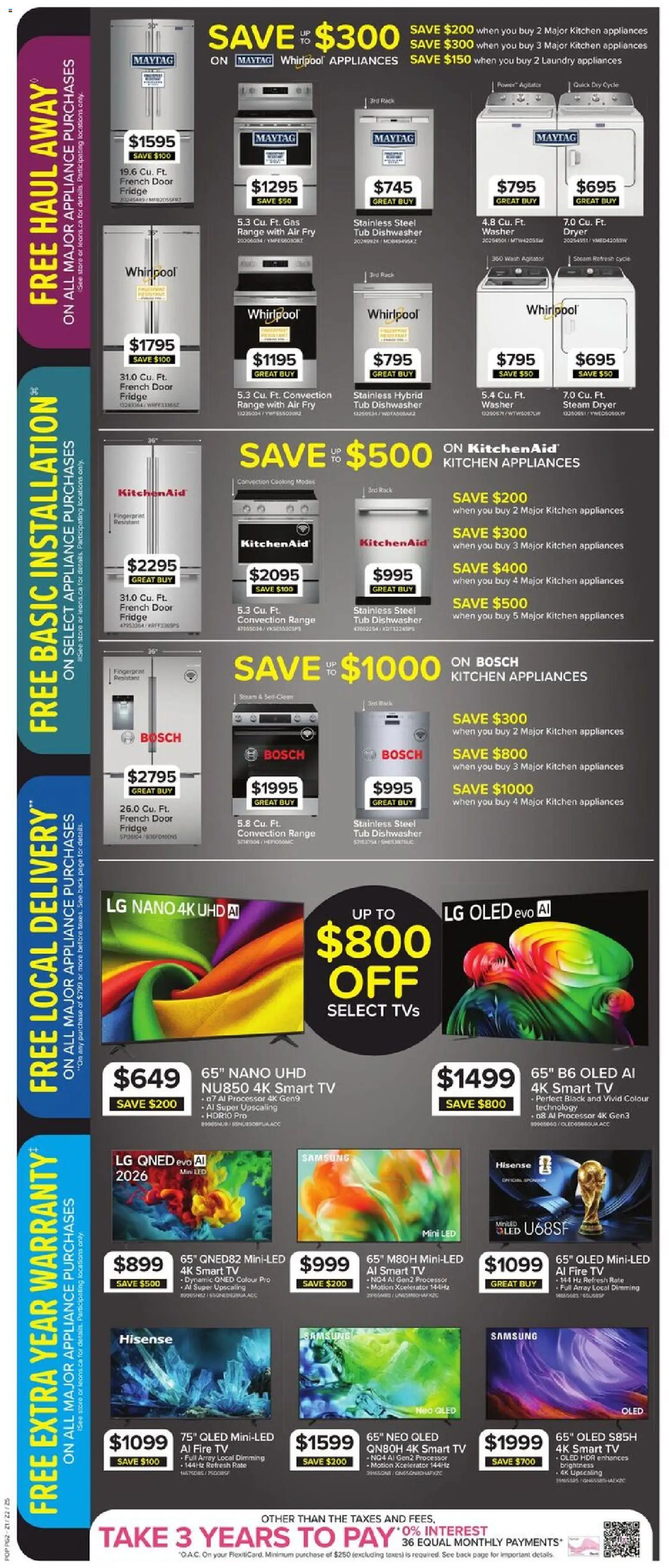 Leon's flyer valid from Jul 9, 2026 | Page: 6 | Products: Tv, Dryer, Dishwasher