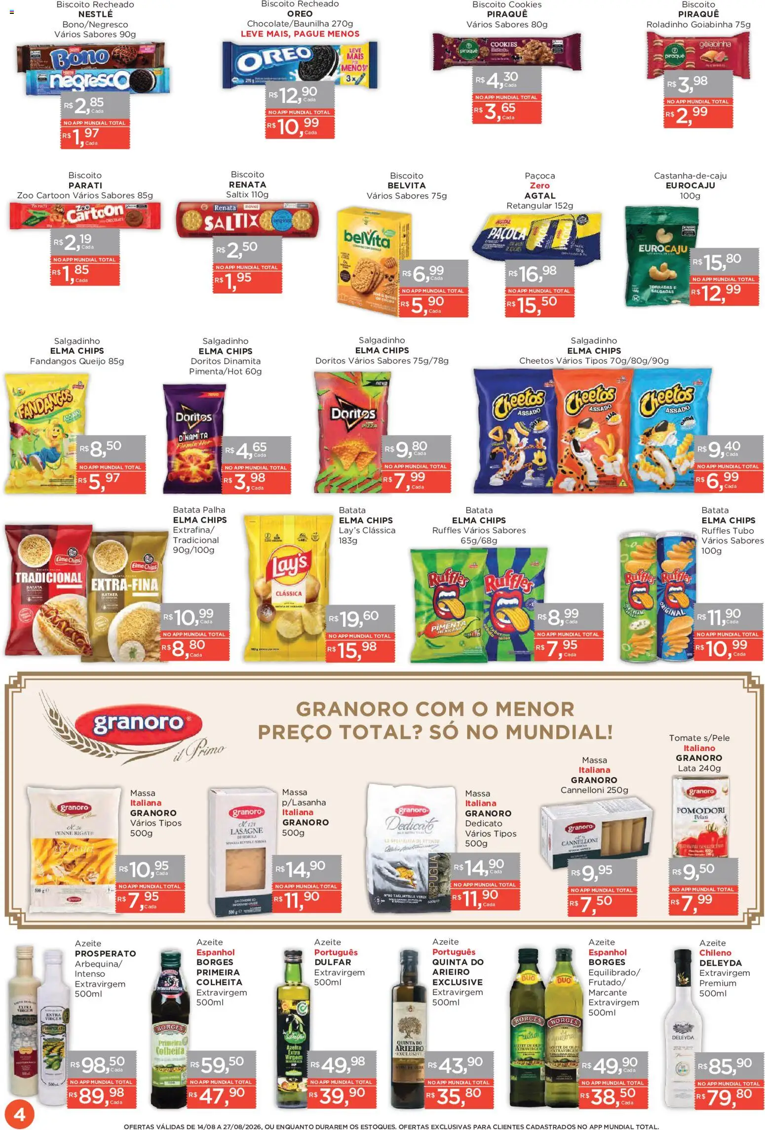 Mundial Folheto - válido de 14/08/2026 | Página: 4 | Produtos: Elma Chips, Queijo, Batata, Azeite