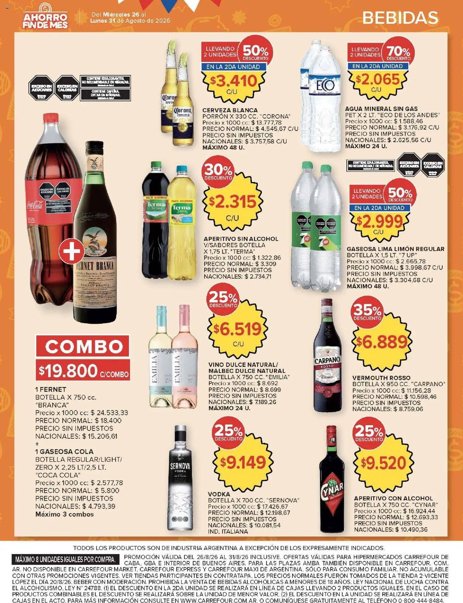 Carrefour ofertas │ válido desde el 26/08/2026 | Página: 13 | Productos: Sobre, Bebidas, Dulce, Agua mineral