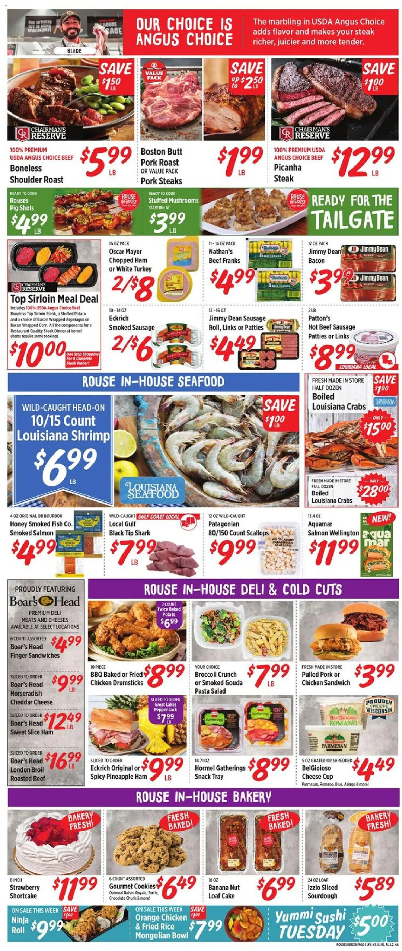 Rouses Weekly Ad - valid from 08/12/2026 | Page: 6 | Products: Bakery, Mushrooms, Chicken, Honey