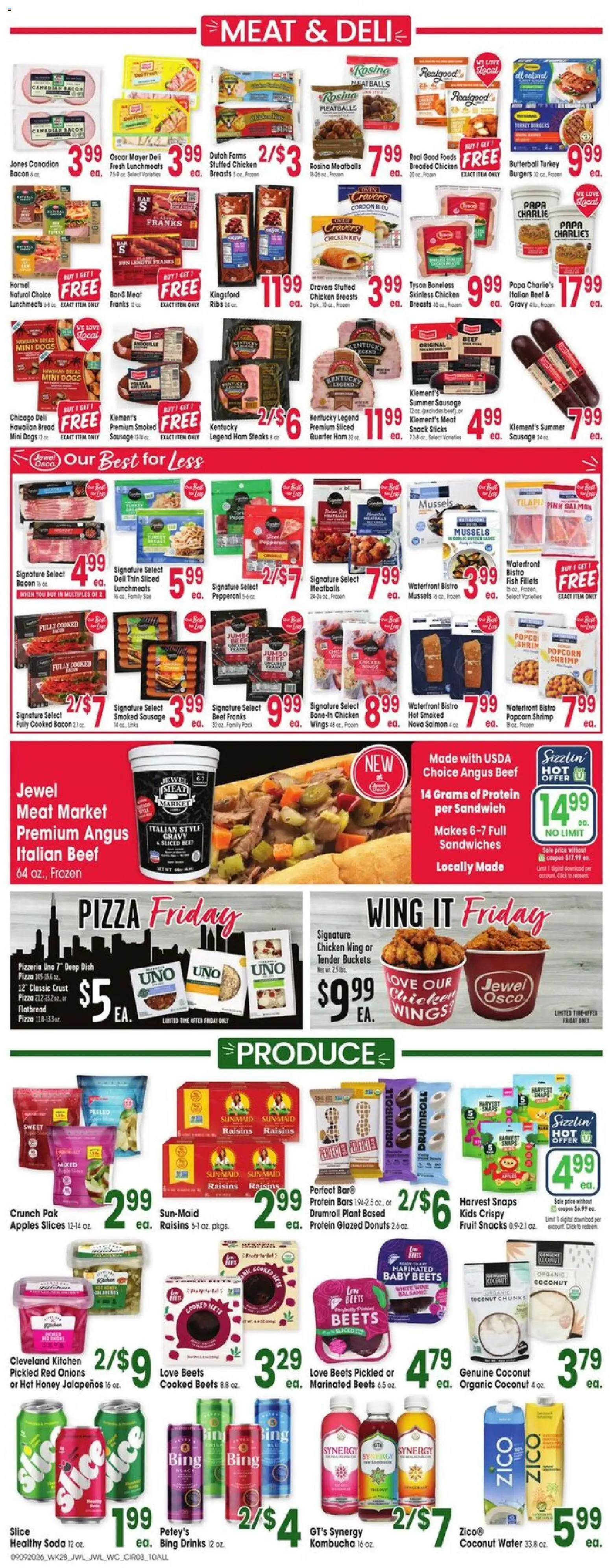 Jewel Osco Weekly Ad - valid from 09/09/2026 | Page: 3 | Products: Chicken wings, Fruit, Snacks, Coconut