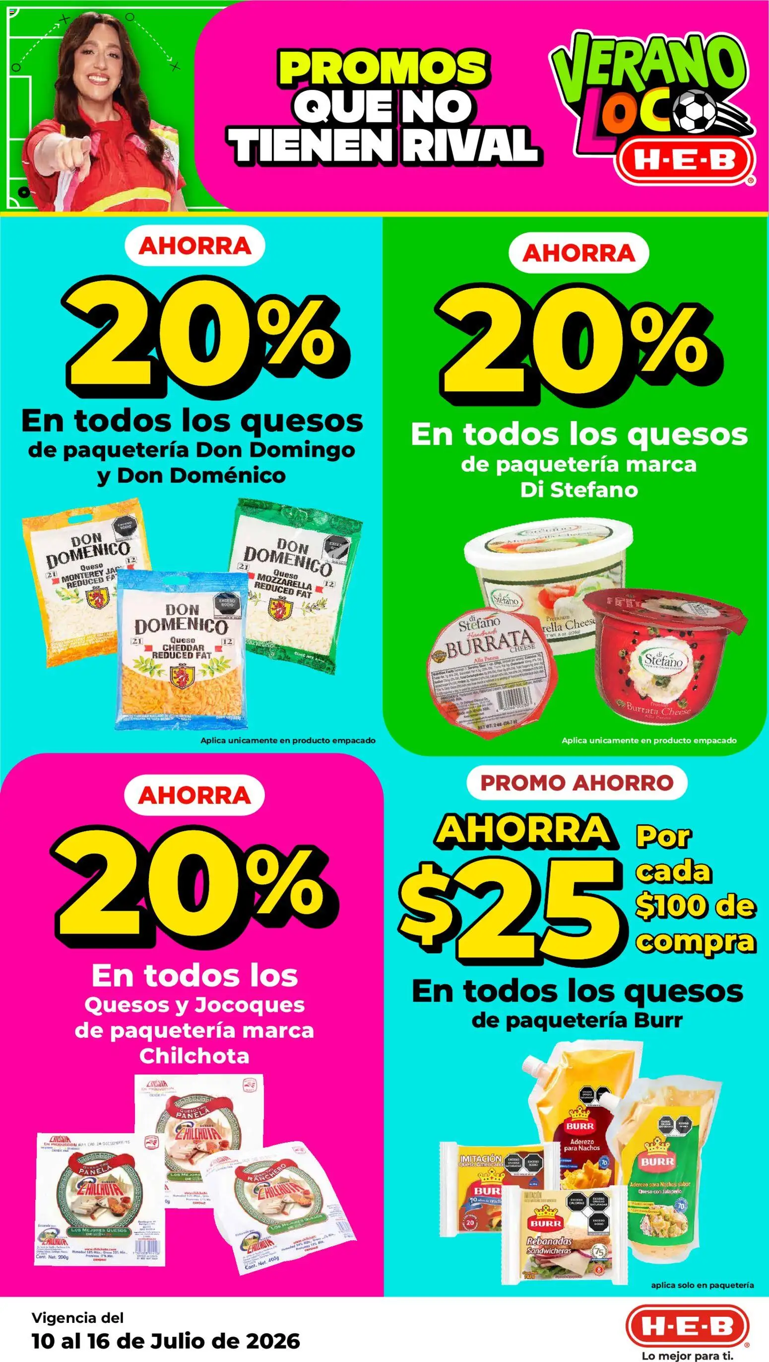 Nuevas ofertas de H-E-B válidas en toda la República Mexicana desde el 10/07/2026. ¡Encuentra las mejores ofertas en H-E-B folleto! | Página: 14 | Productos: Aderezo, Queso, Pants