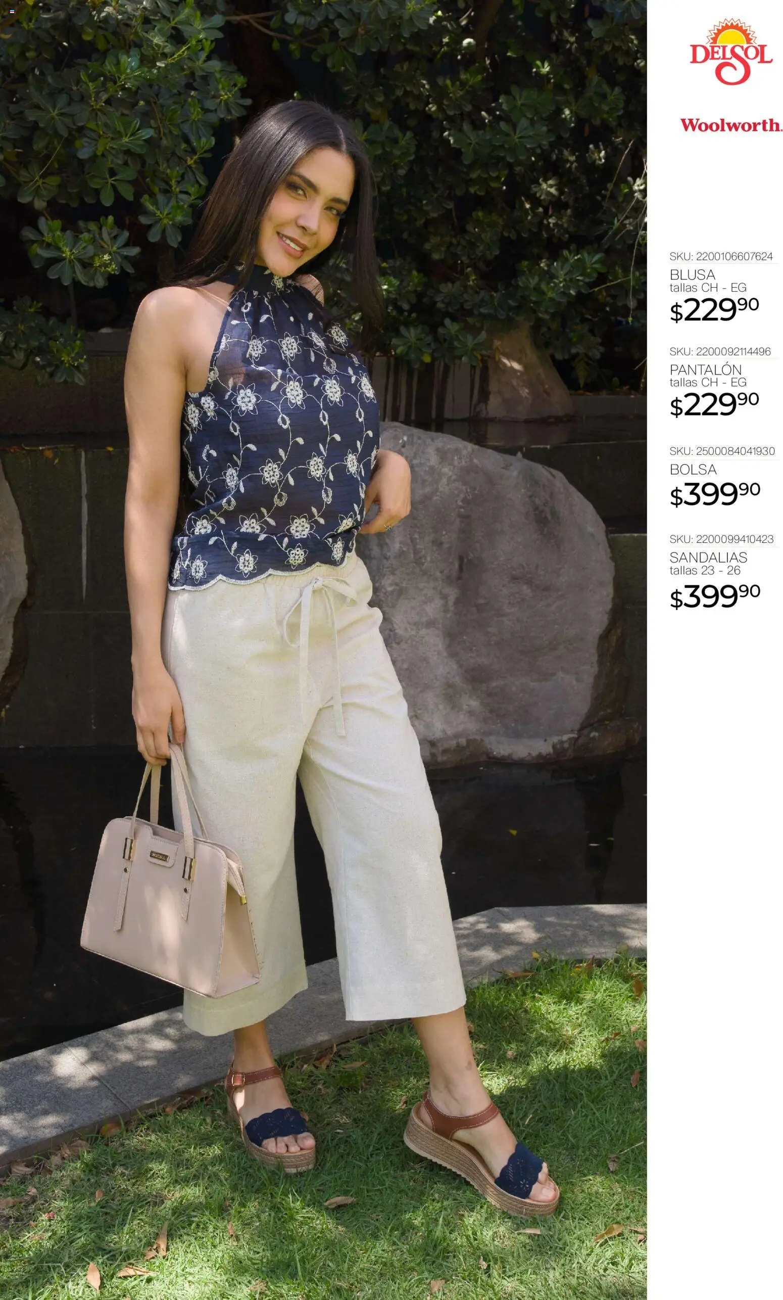 Nuevas ofertas de Del Sol y Woolworth válidas en toda la República Mexicana desde el 16.04.2026. ¡Encuentra las mejores ofertas en Del Sol y Woolworth katalog Moda Madres 2026! | Página: 7 | Productos: Blusa, Bolsa, Sandalias