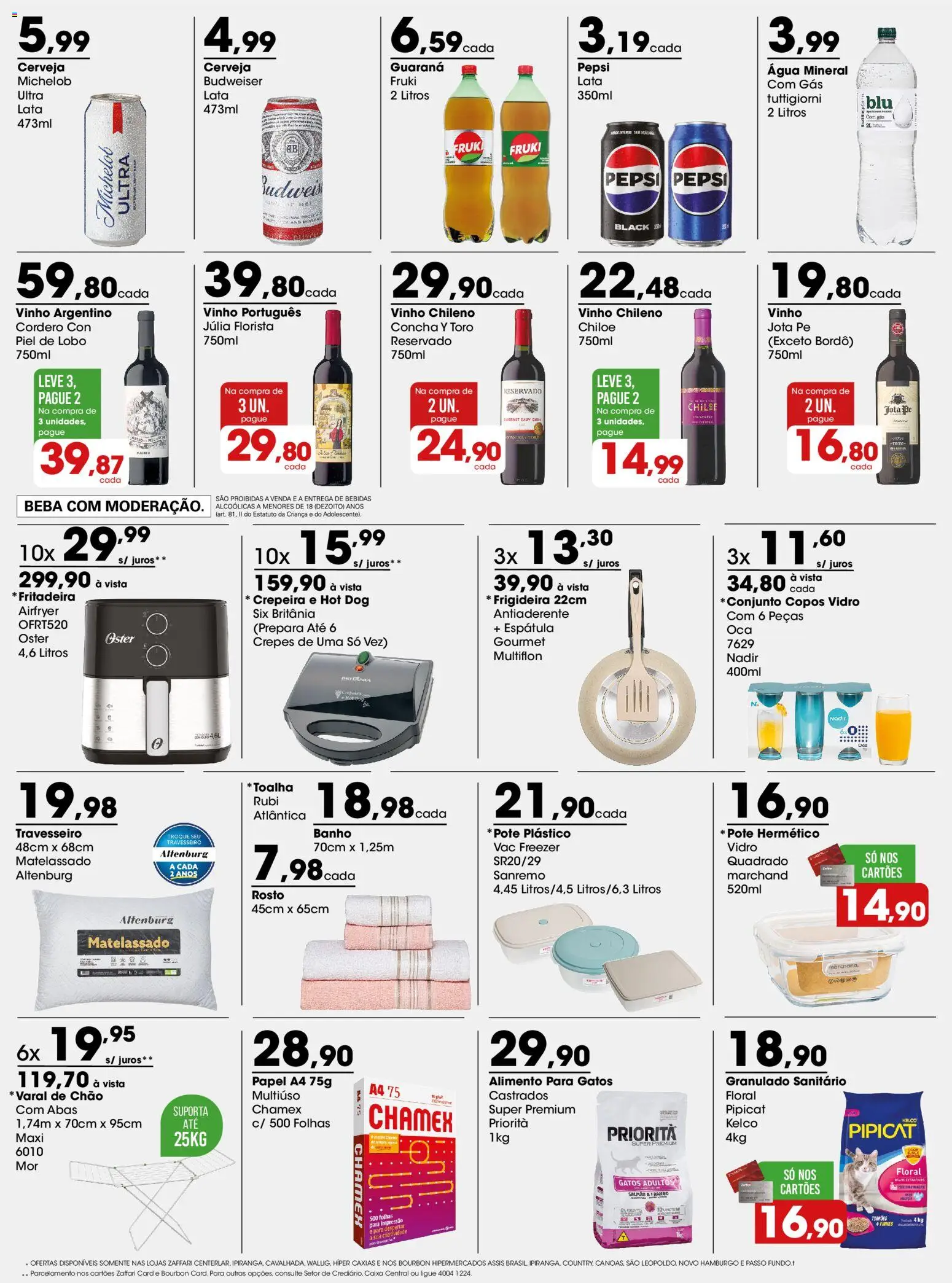Zaffari Folheto - válido de 06/07/2026 | Página: 3 | Produtos: Guaraná, Vinho, Cerveja, Copos