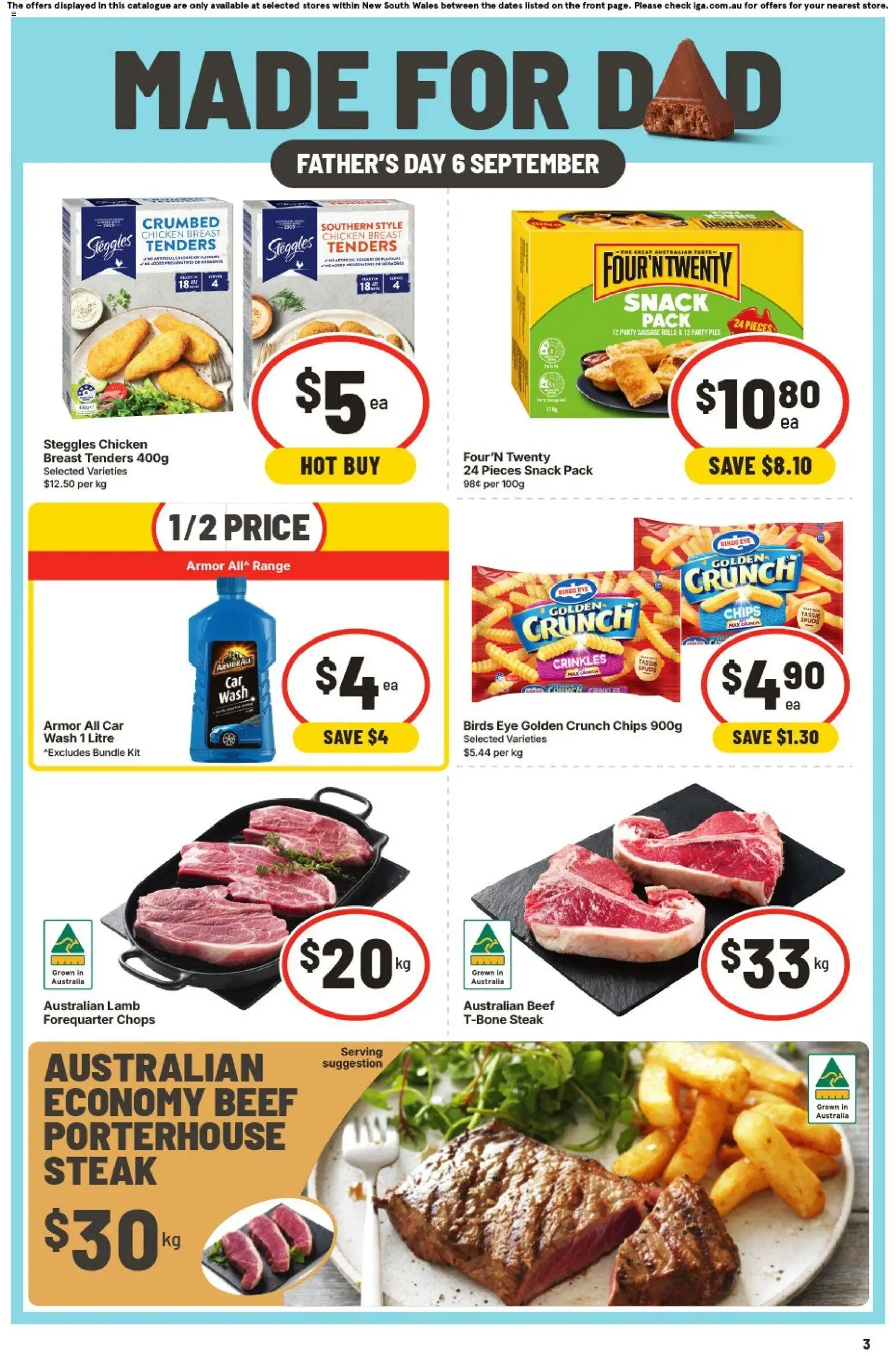 IGA catalogue - valid from 02/09/2026 | Page: 4 | Products: Lamb, Chicken breast, Chips, Sausage