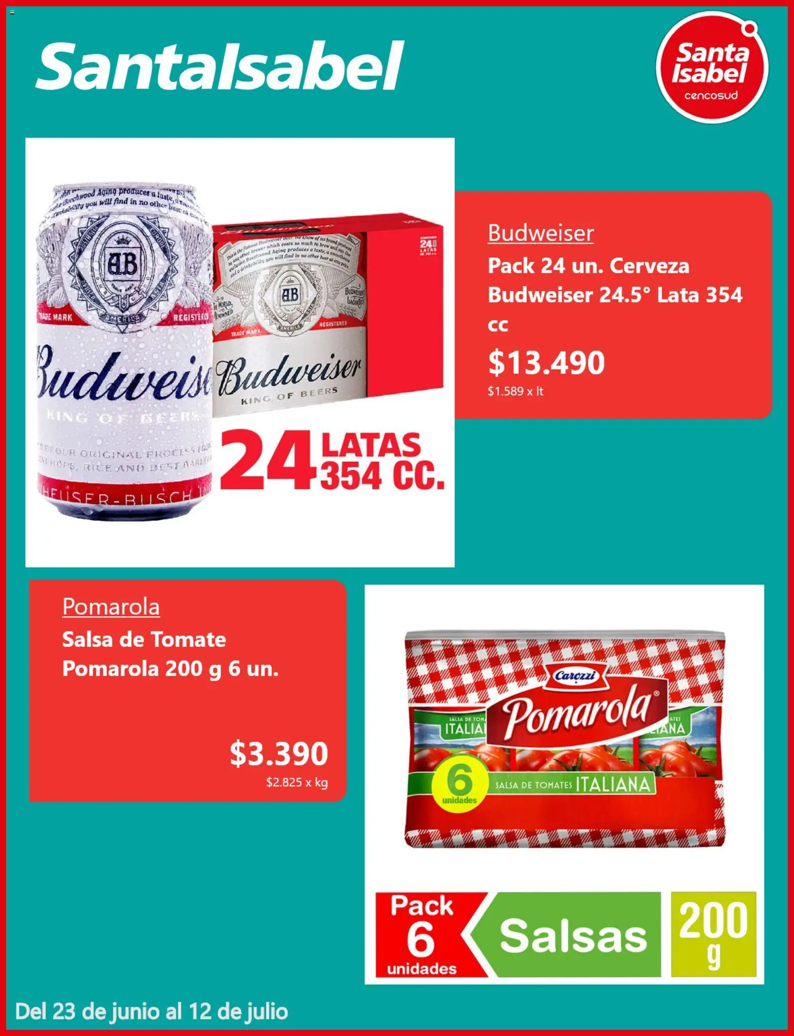 Santa Isabel Ofertas │ válido desde el 22.06.2026 | Página: 4 | Productos: Tomate, Cerveza, Tomates, Salsa de tomate