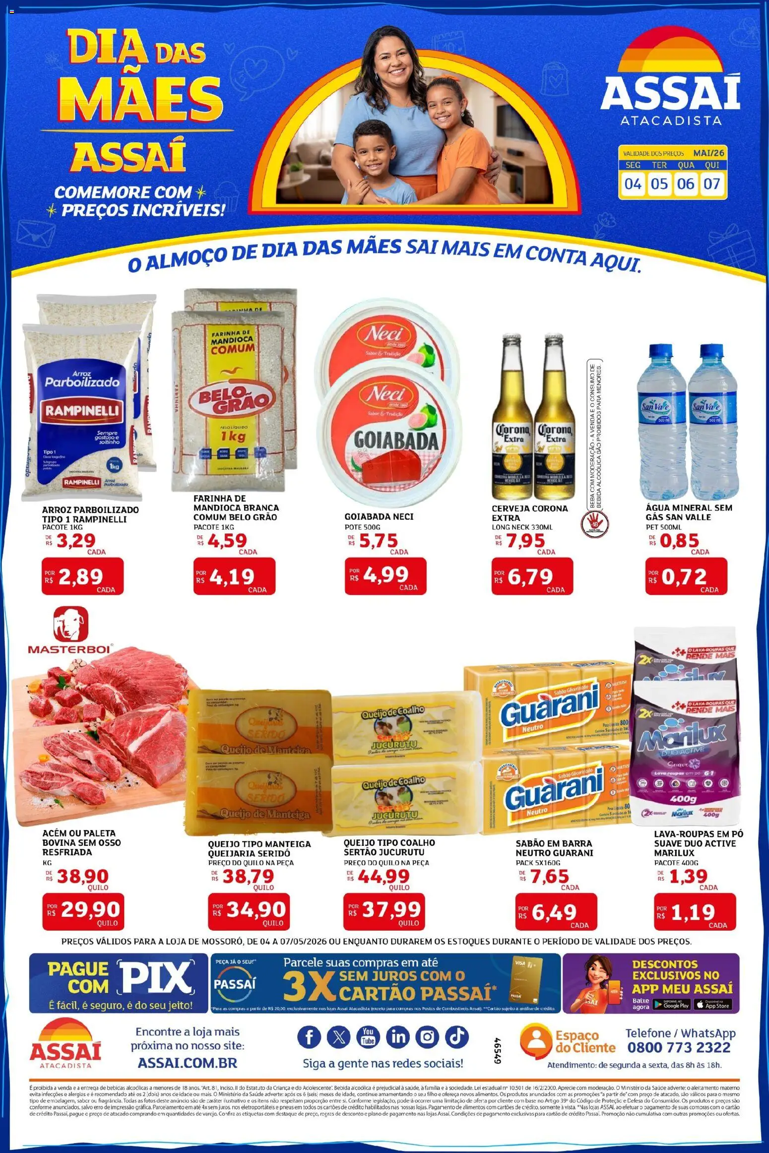 Assaí Atacadista Folheto - válido de 04.05.2026 | Página: 1 | Produtos: Sabão, Bebida, Telefone, Goiabada