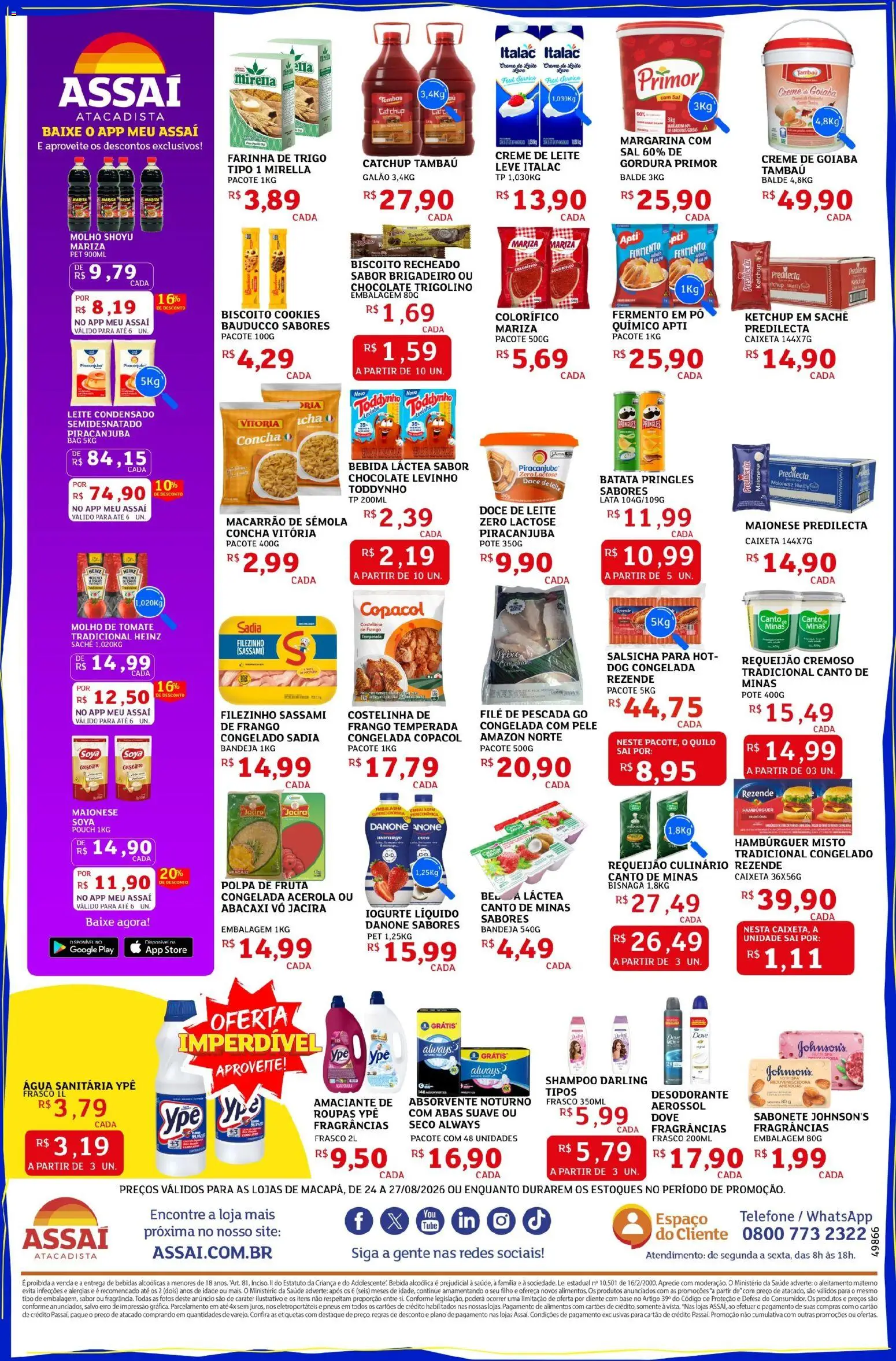 Assaí Atacadista Folheto - válido de 24/08/2026 | Página: 2 | Produtos: Leite, Creme, Doce, Cookies