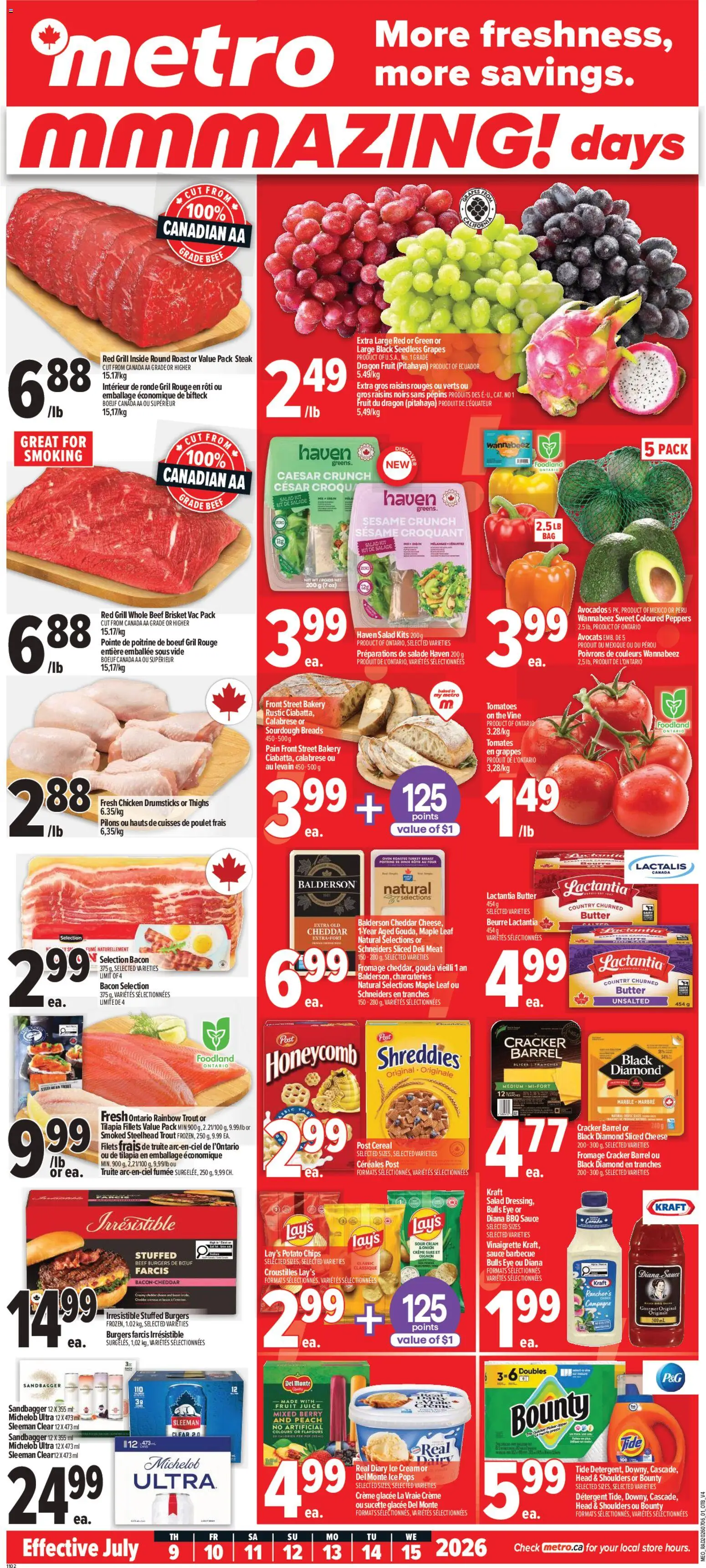 Metro flyer valid from Jul 9, 2026 | Page: 1 | Products: Cream, Turkey, Grill, Tomatoes