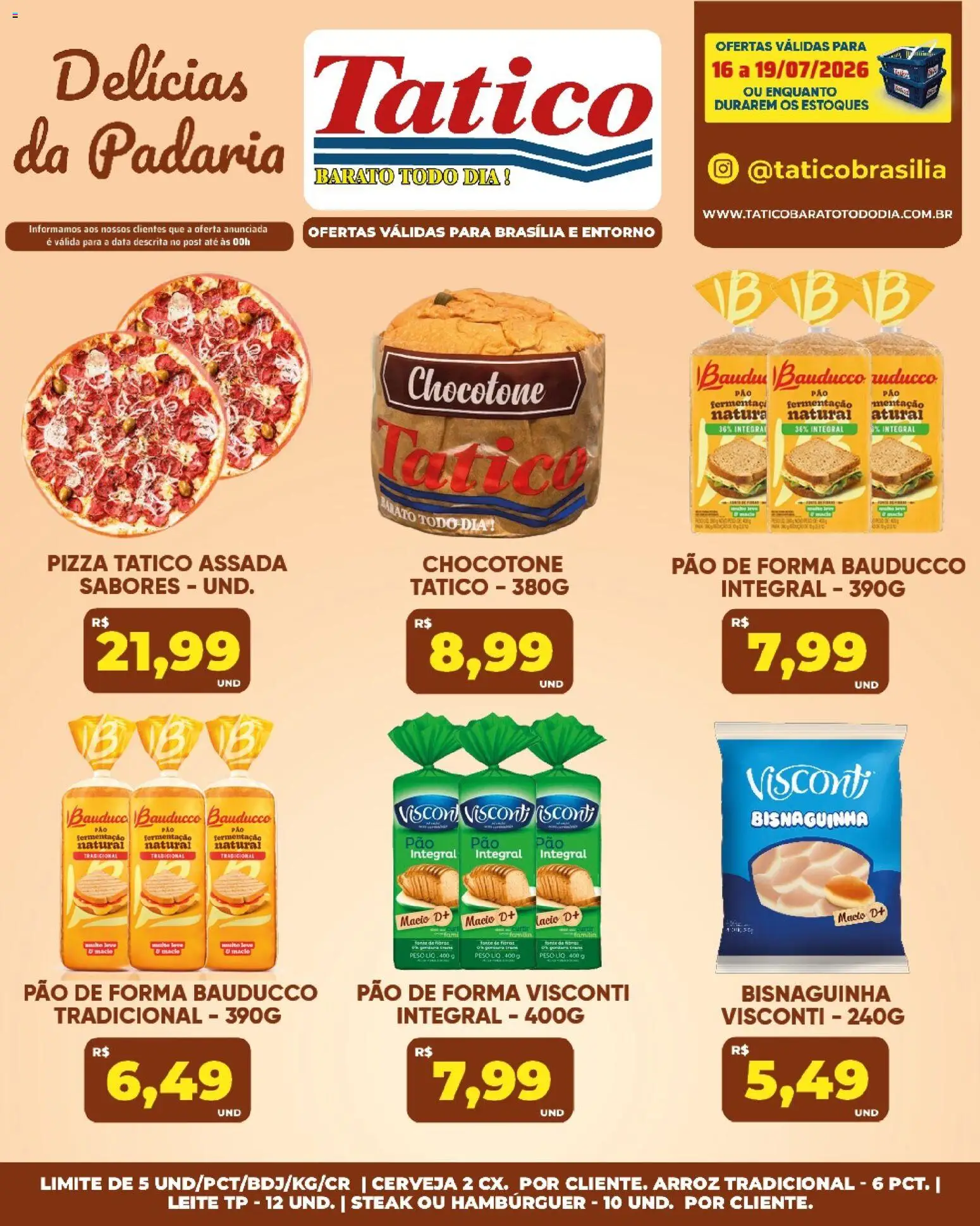 Tatico Folheto - válido de 18/07/2026 | Página: 42 | Produtos: Pão, Pizza, Cerveja, Chocotone