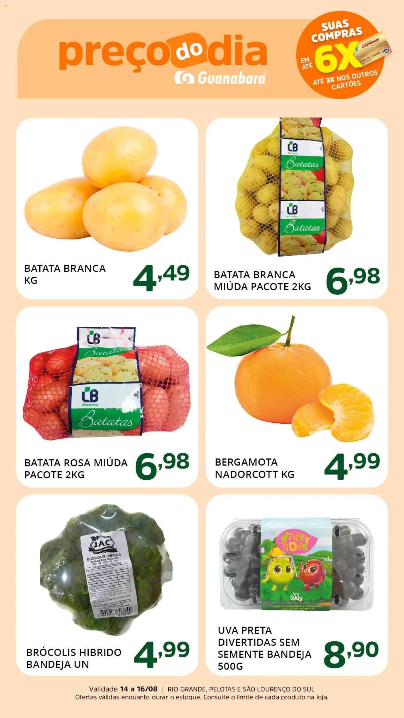 Supermercado Guanabara Folheto - válido de 14/08/2026 | Página: 4 | Produtos: Batatas, Uva, Bandeja, Batata