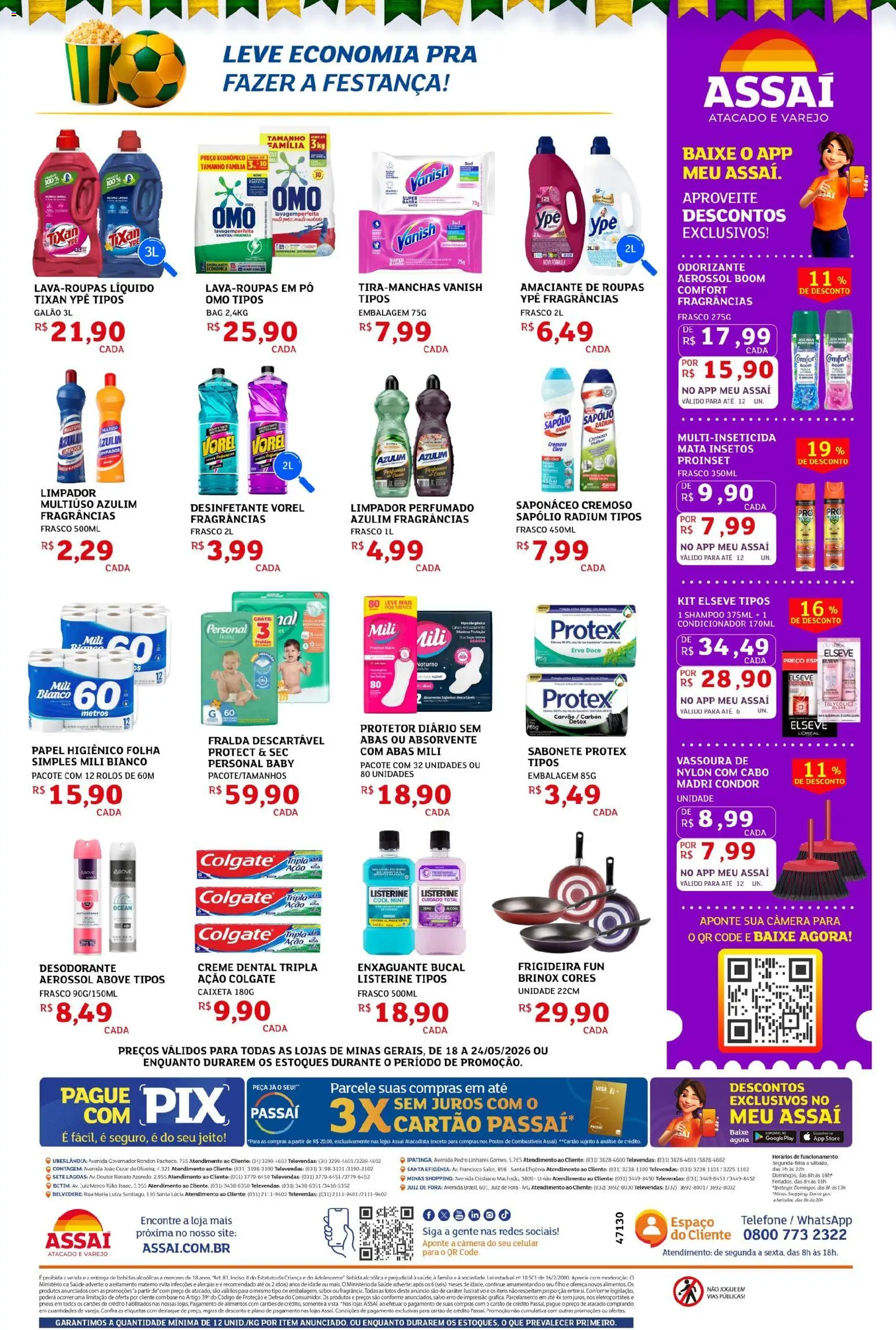 Assaí Atacadista Folheto - válido de 18.05.2026 | Página: 4 | Produtos: Pneus, Absorvente, Papel higiênico, Cabo