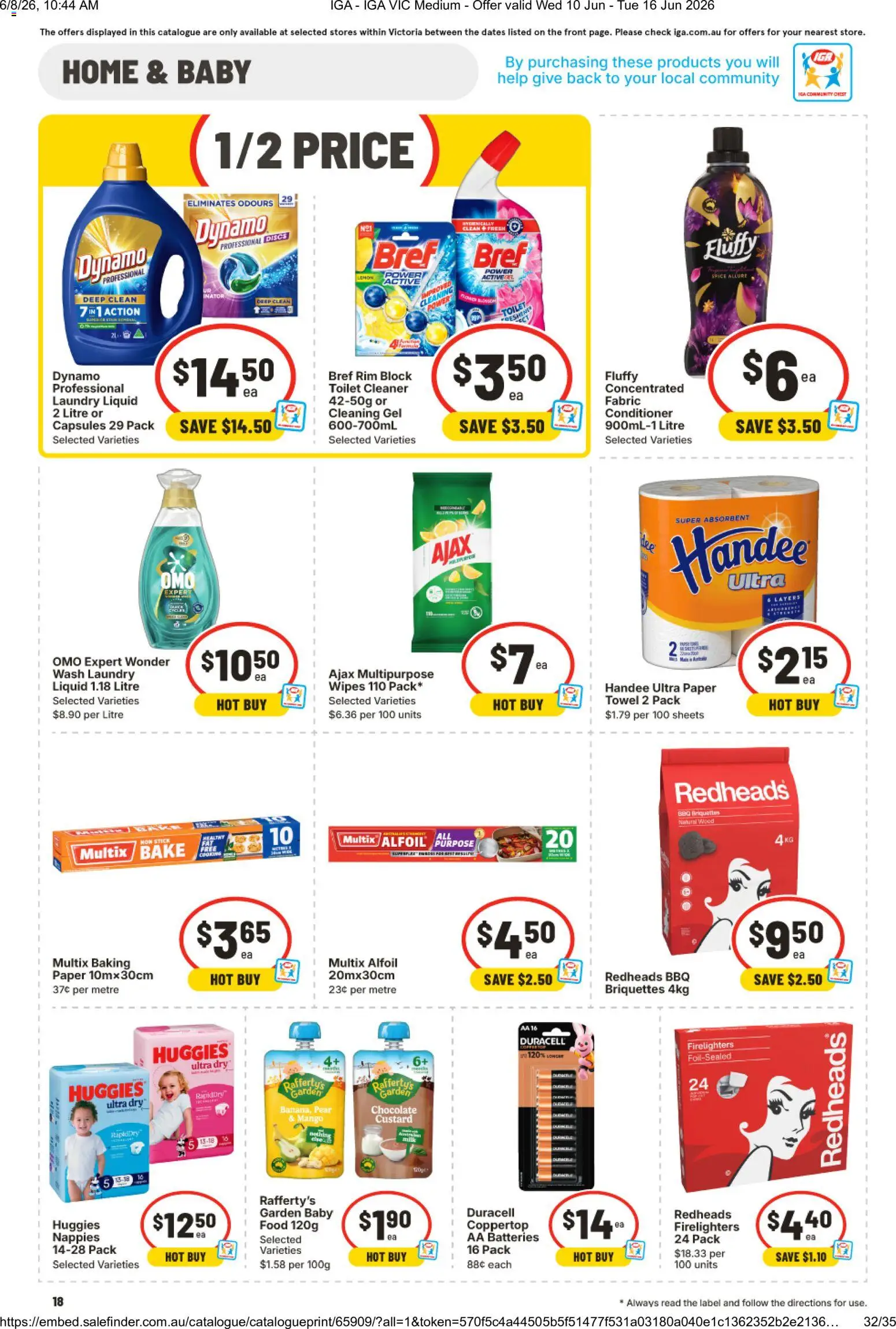 IGA catalogue - valid from 10.06.2026 | Page: 16 | Products: Conditioner, Nappies, Batteries, Laundry