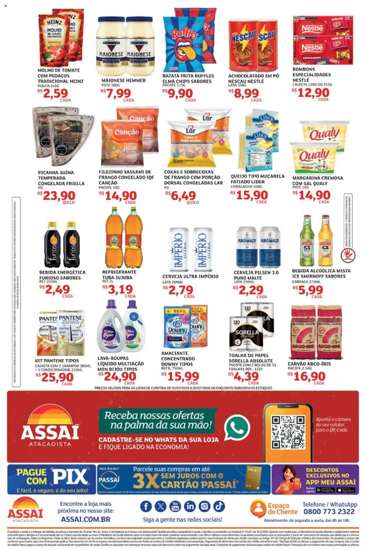 Assaí Atacadista Folheto - válido de 03/07/2026 | Página: 2 | Produtos: Nescau, Muçarela, Sal, Batata frita