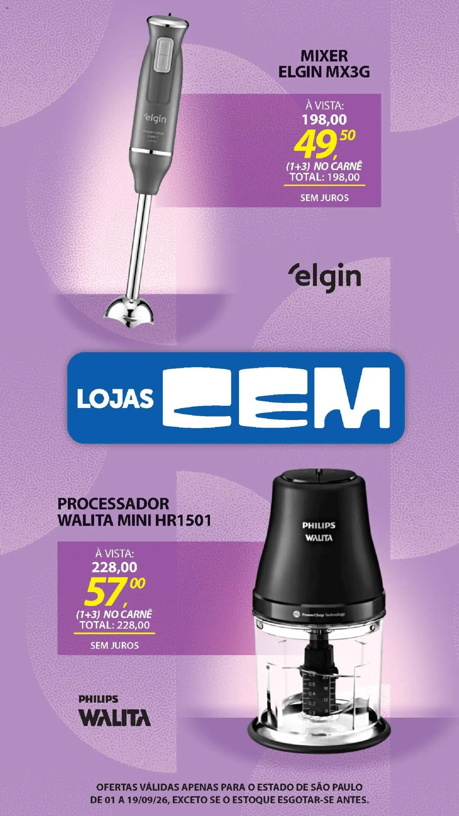 Lojas Cem Folheto - válido de 01/09/2026 | Página: 96 | Produtos: Processador, Carne
