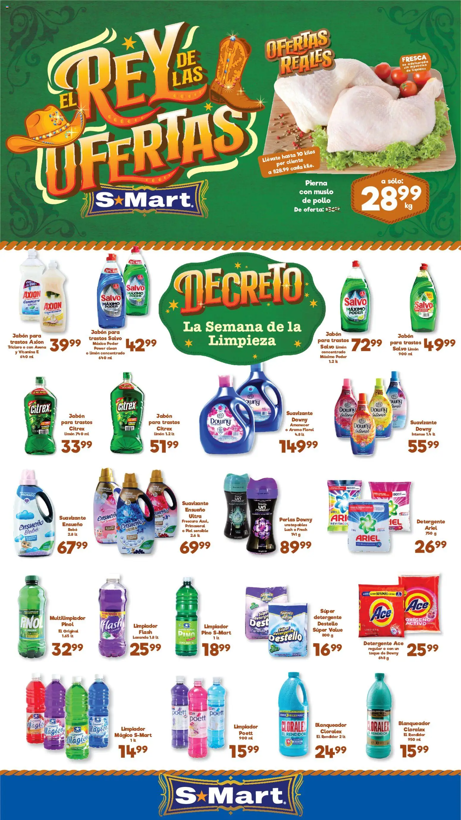 Nuevas ofertas de S-Mart válidas en toda la República Mexicana desde el 29.05.2026. ¡Encuentra las mejores ofertas en S-Mart folleto Ofertas de feria Monterrey! | Página: 1 | Productos: Pollo, Detergente, Limpiador, Jabón