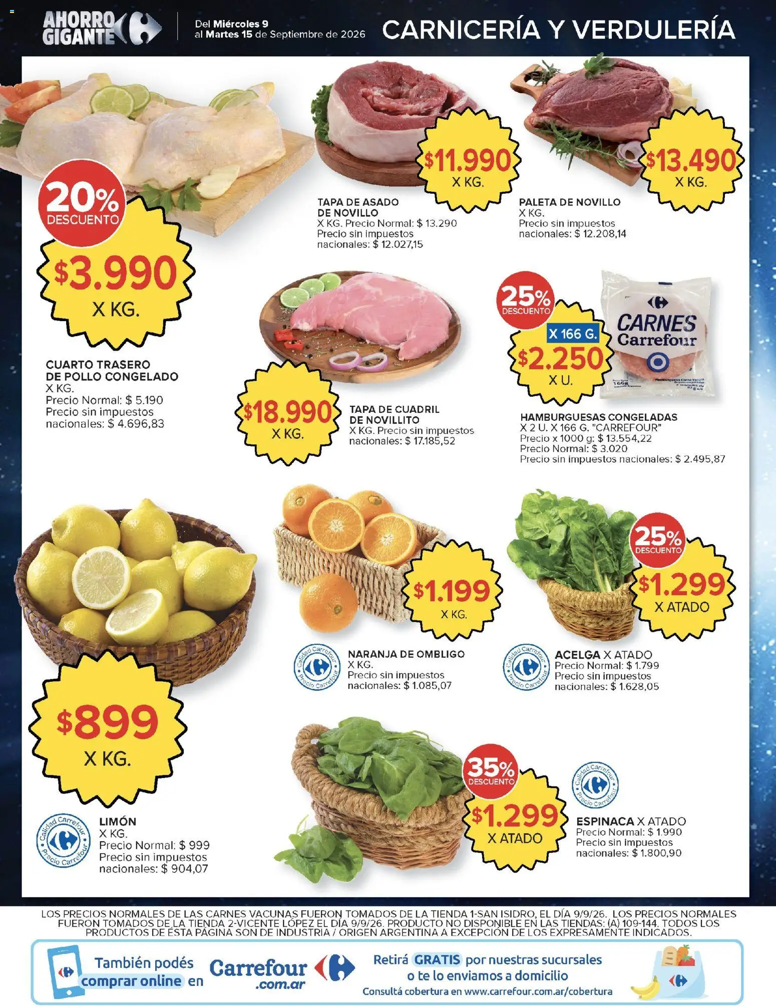 Carrefour - Ofertas │ válido desde el 09/09/2026 | Página: 4 | Productos: Acelga, Limón, Espinaca, Té