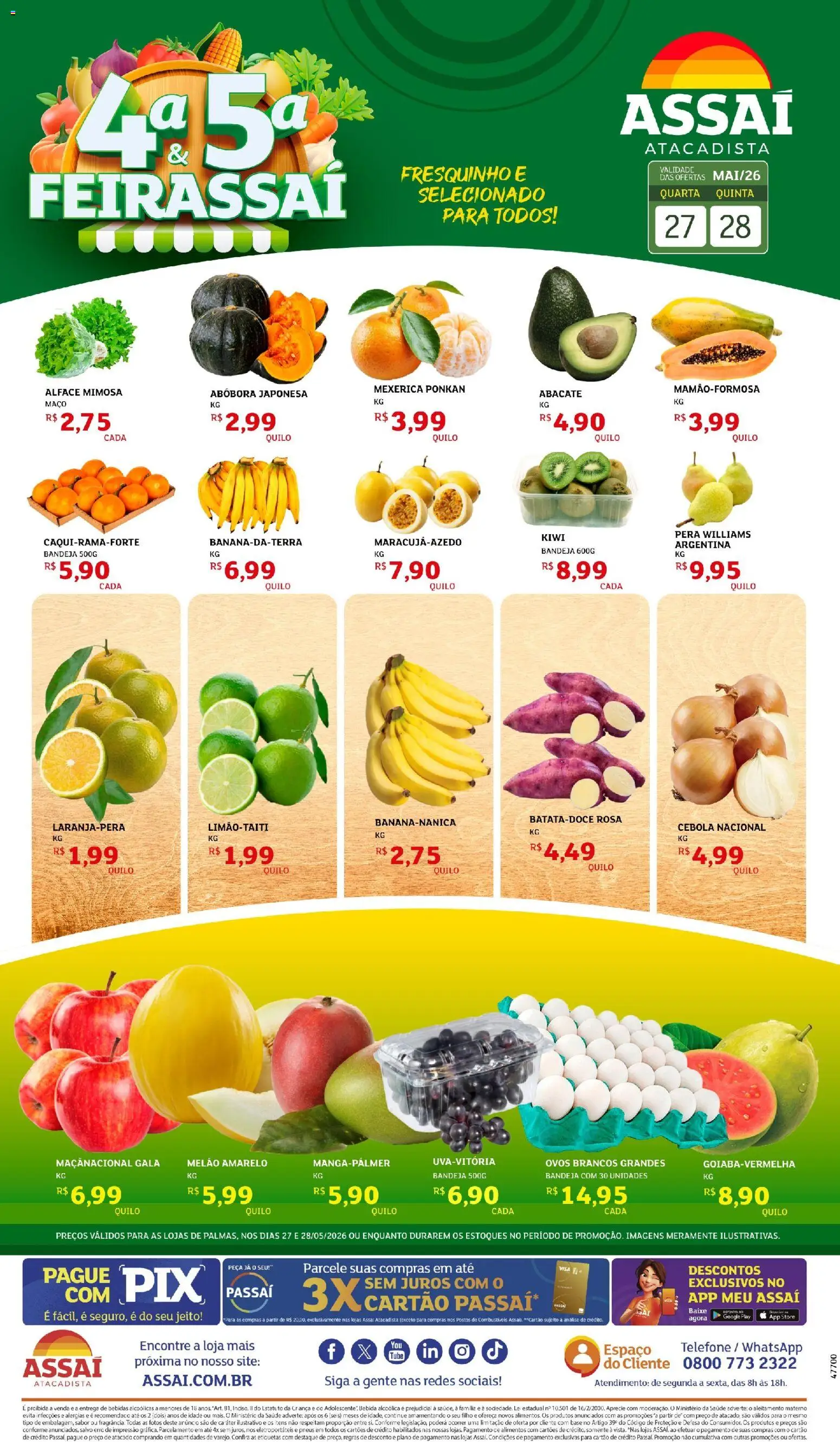 Assaí Atacadista Folheto - válido de 27.05.2026 | Página: 1 | Produtos: Melão, Base, Kiwi, Bandeja