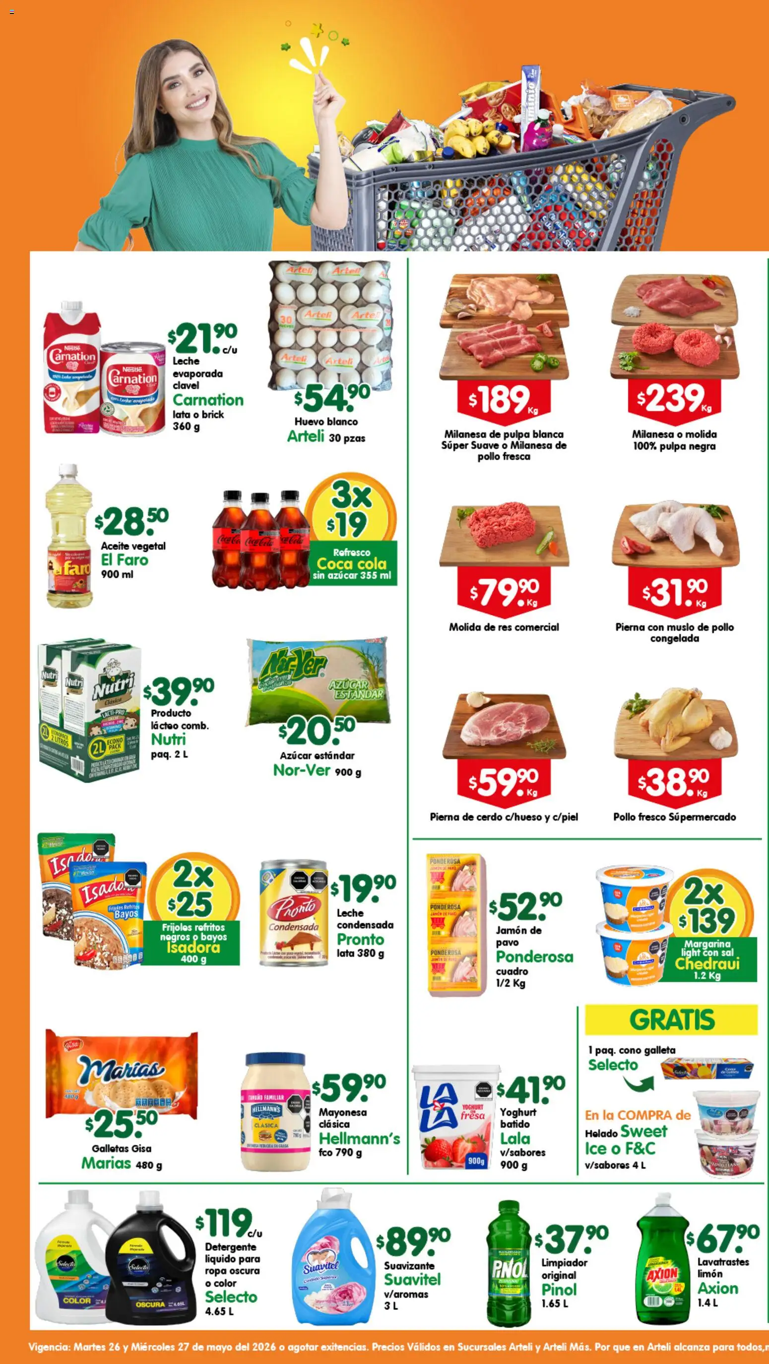 Nuevas ofertas de Arteli válidas en toda la República Mexicana desde el 26.05.2026. ¡Encuentra las mejores ofertas en Arteli folleto! | Página: 1 | Productos: Pollo, Cuadro, Huevo, Margarina