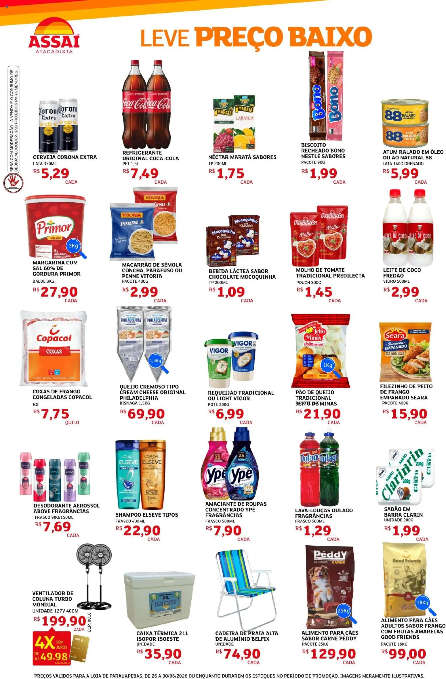 Assaí Atacadista Folheto - válido de 29/06/2026 | Página: 2 | Produtos: Macarrão, Roupas, Sal, Pão de queijo