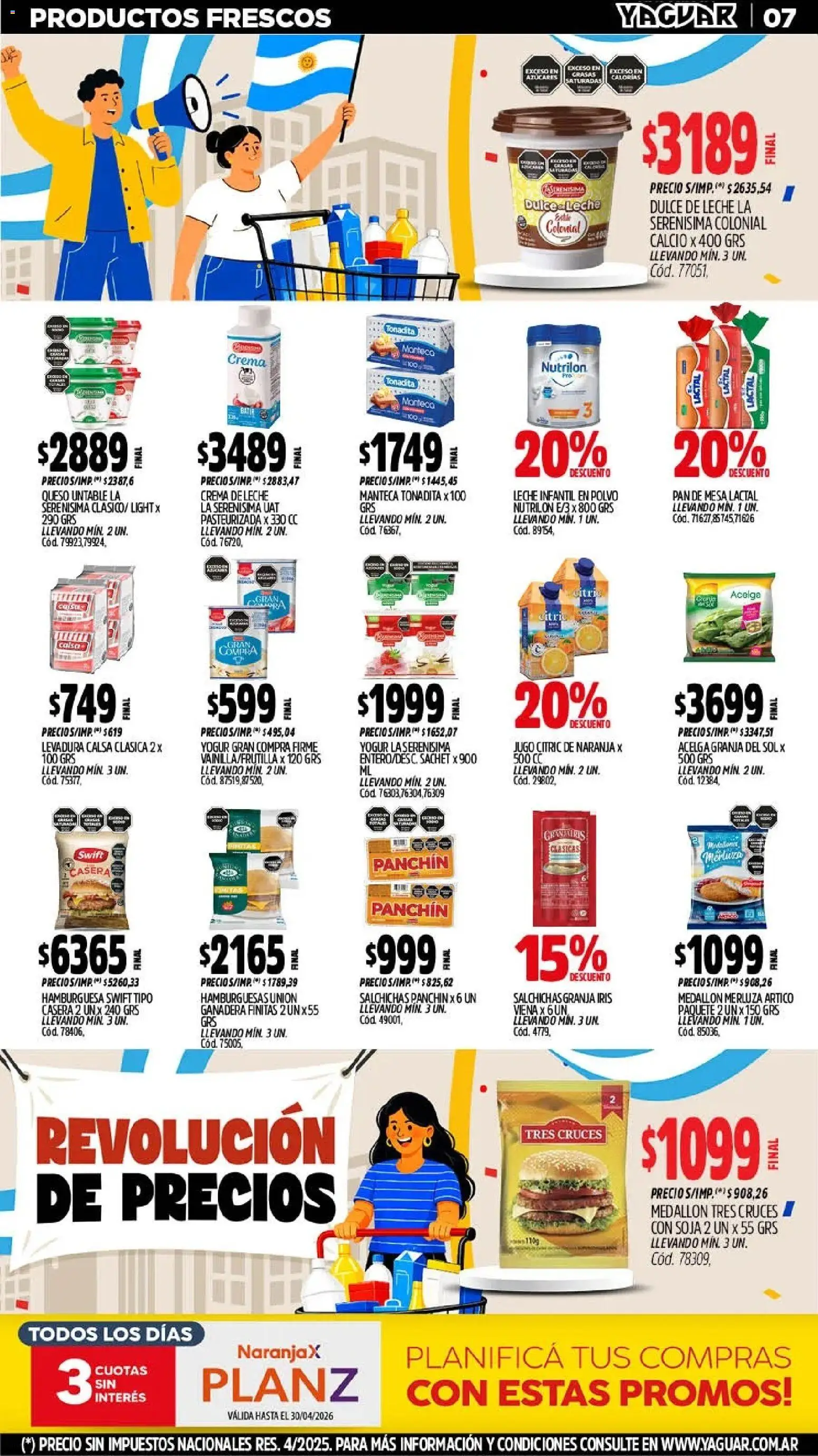 Yaguar - Oferta Semanal Neuquen │ válido desde el 25.05.2026 | Página: 7 | Productos: Mesa, Polvo, Dulce de leche, Pan