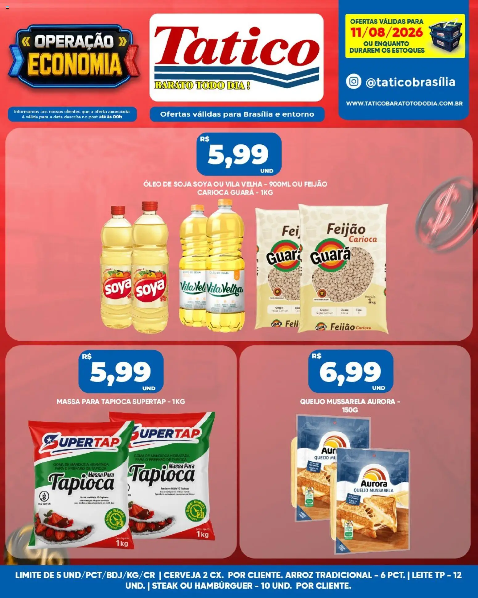 Tatico Folheto - válido de 11/08/2026 | Página: 6 | Produtos: Tapioca, Leite, Queijo, Arroz