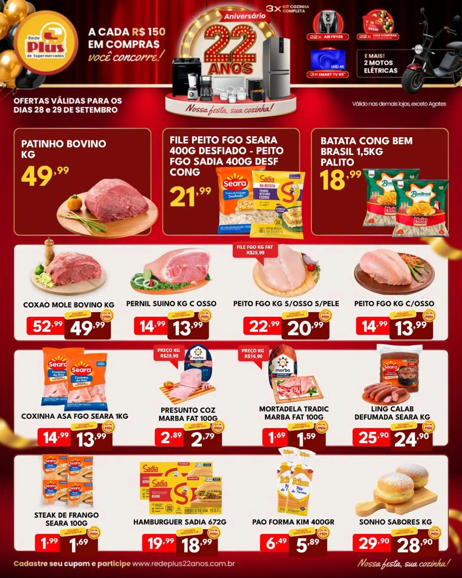 Rede Plus Supermercados Folheto - válido de 28/09/2026 | Página: 2 | Produtos: Frango desfiado, Pernil, Mortadela, Batata