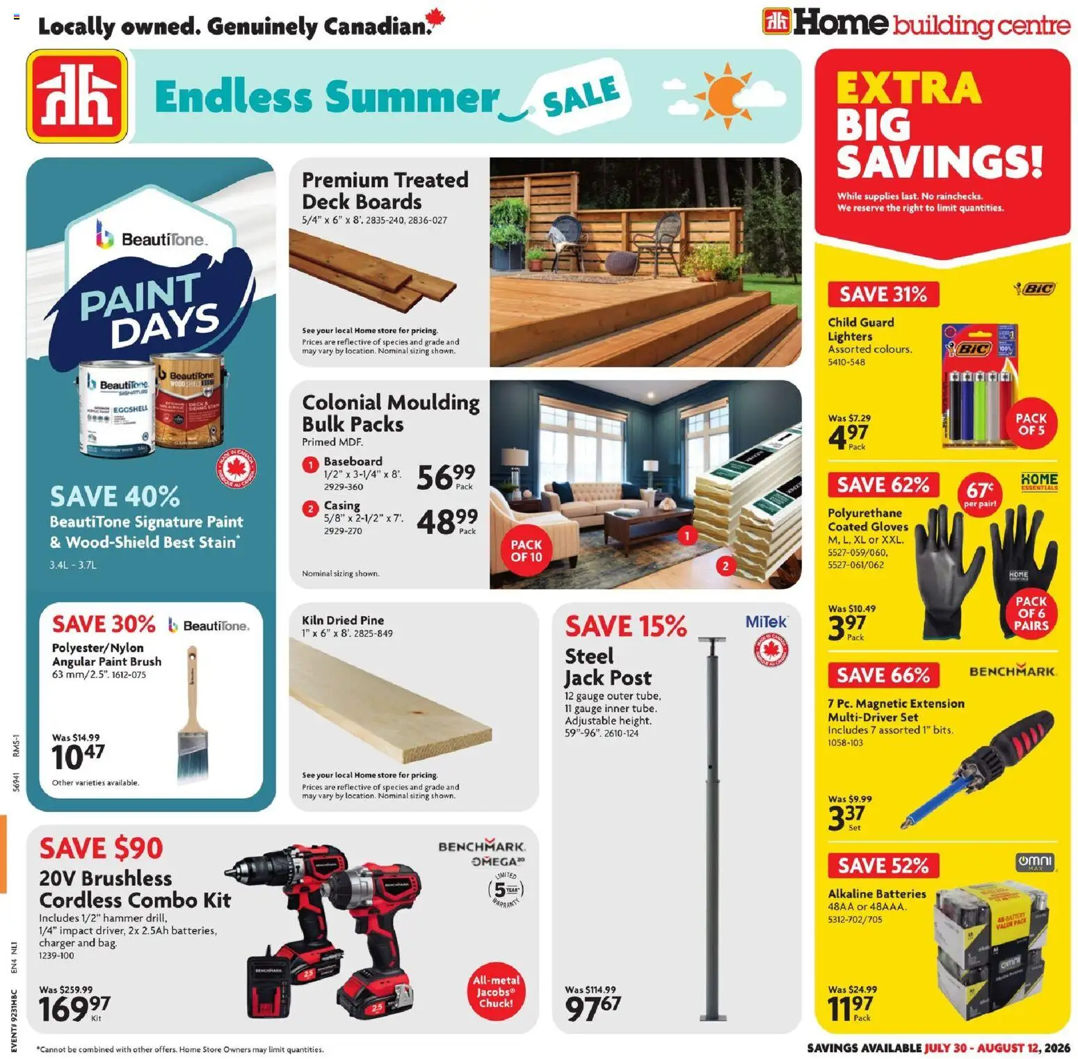 Home Hardware flyer valid from Jul 30, 2026 | Page: 1 | Products: Gloves, Brush