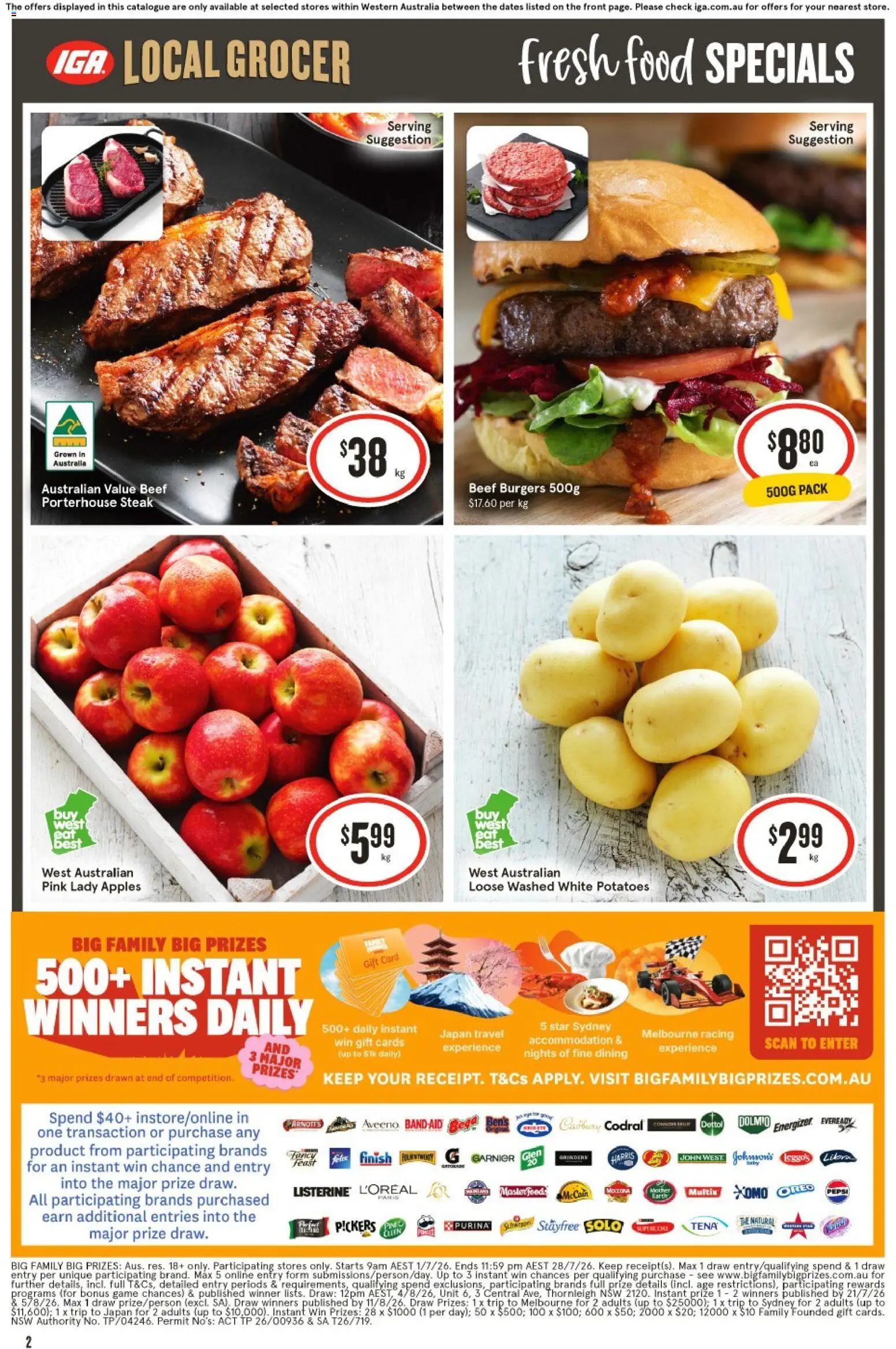 IGA catalogue - valid from 08/07/2026 | Page: 3 | Products: Apples, Beef, Potatoes, Moccona