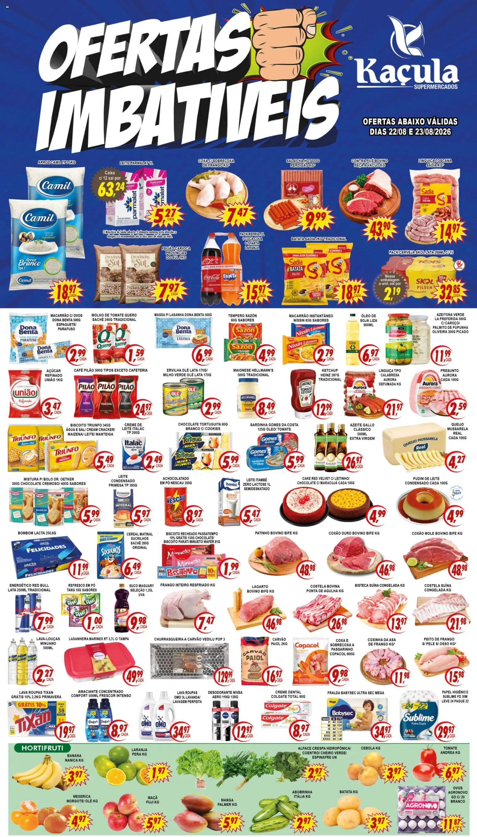 Kaçula Folheto - válido de 22/08/2026 | Página: 1 | Produtos: Azeitonas, Energético, Desodorante, Creme