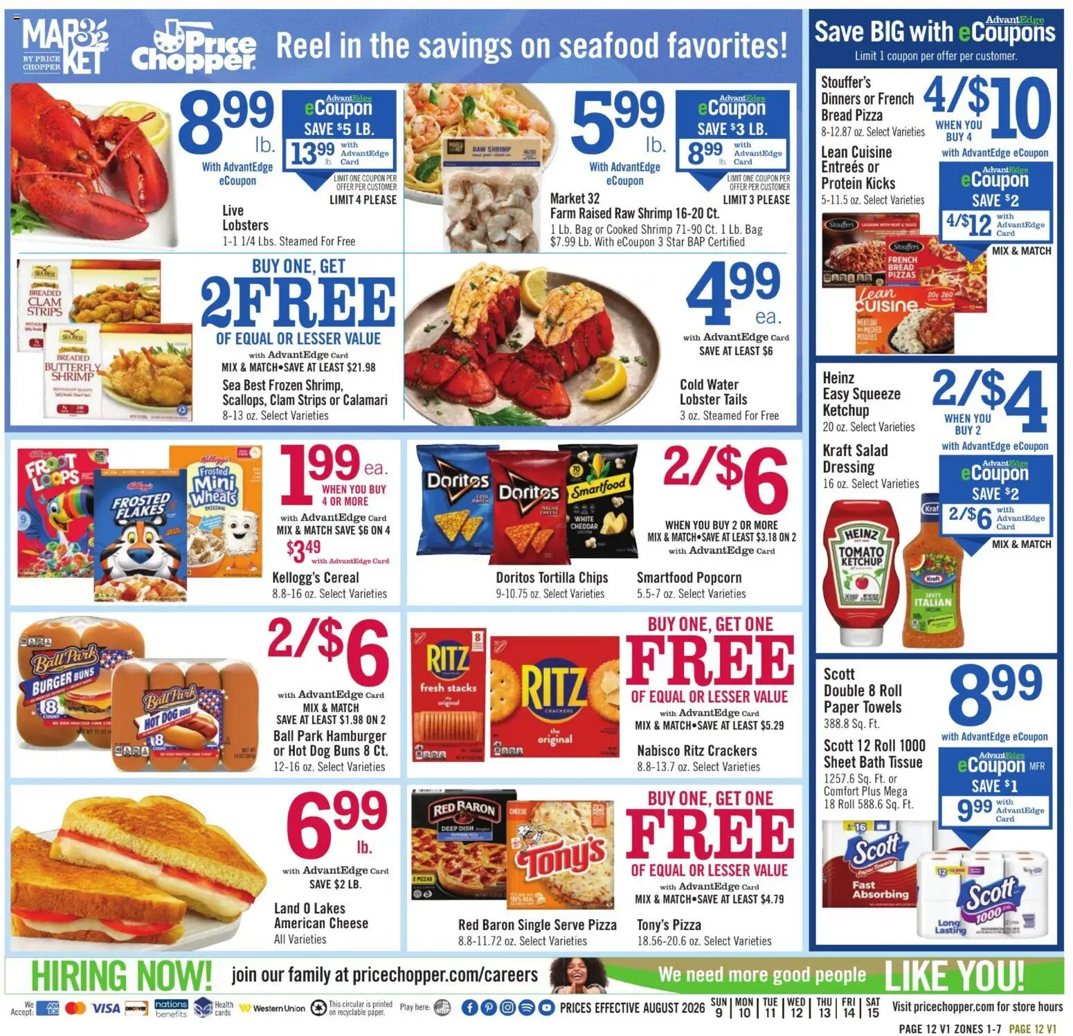 Price Chopper Weekly Ad - valid from 08/09/2026 | Page: 12 | Products: Protein, Ketchup, Dressing, Paper towels