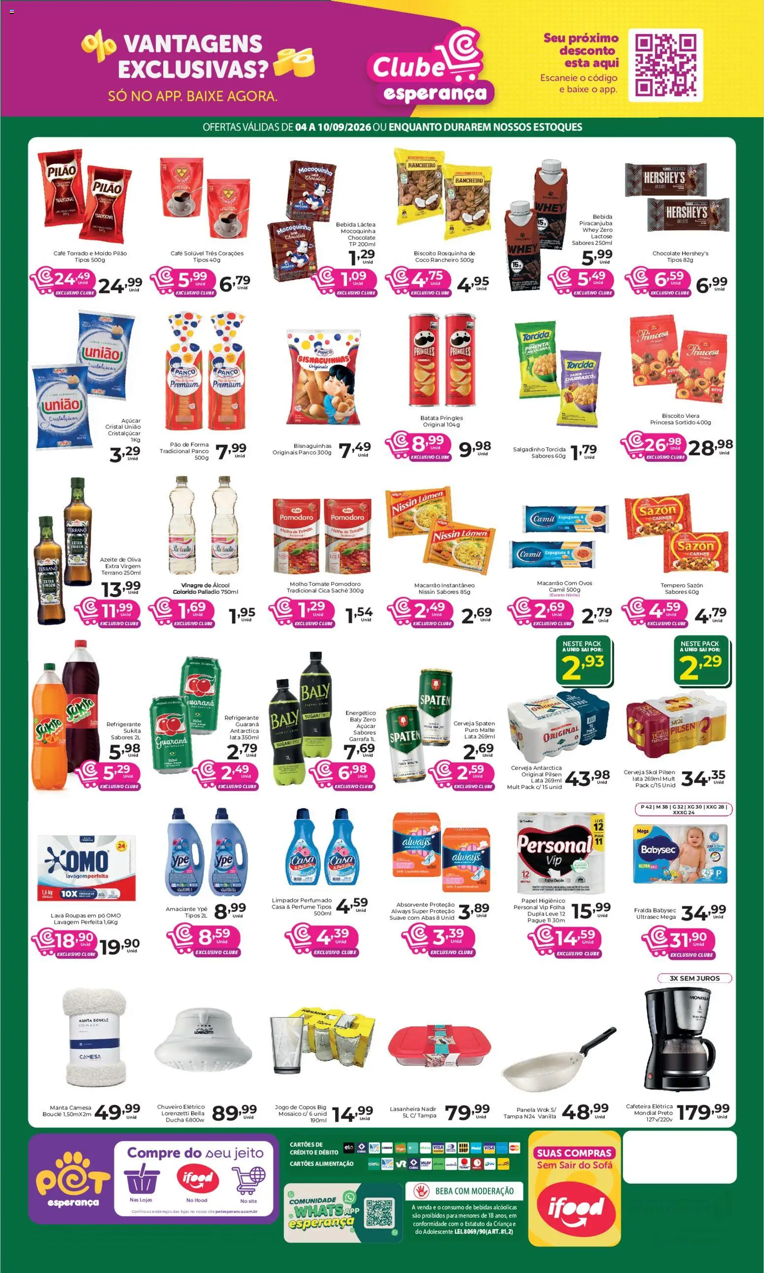 Comercial Esperança Folheto - válido de 04/09/2026 | Página: 2 | Produtos: Espaguete, Biscoito, Energético, Pão de forma