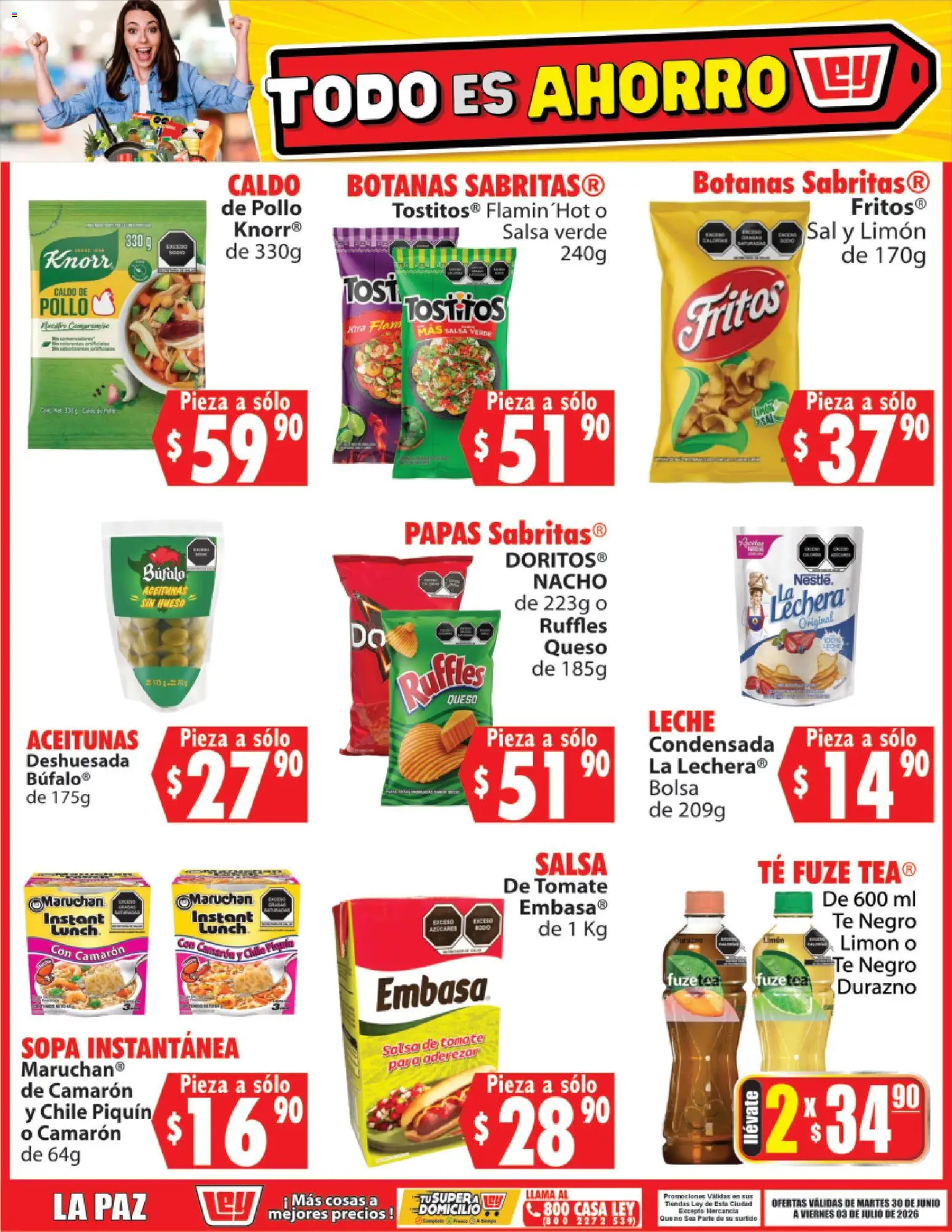 Nuevas ofertas de Casa Ley válidas en toda la República Mexicana desde el 30/06/2026. ¡Encuentra las mejores ofertas en Casa Ley folleto Todo es ahorro! | Página: 4 | Productos: Durazno, Aceitunas, Bolsa, Queso