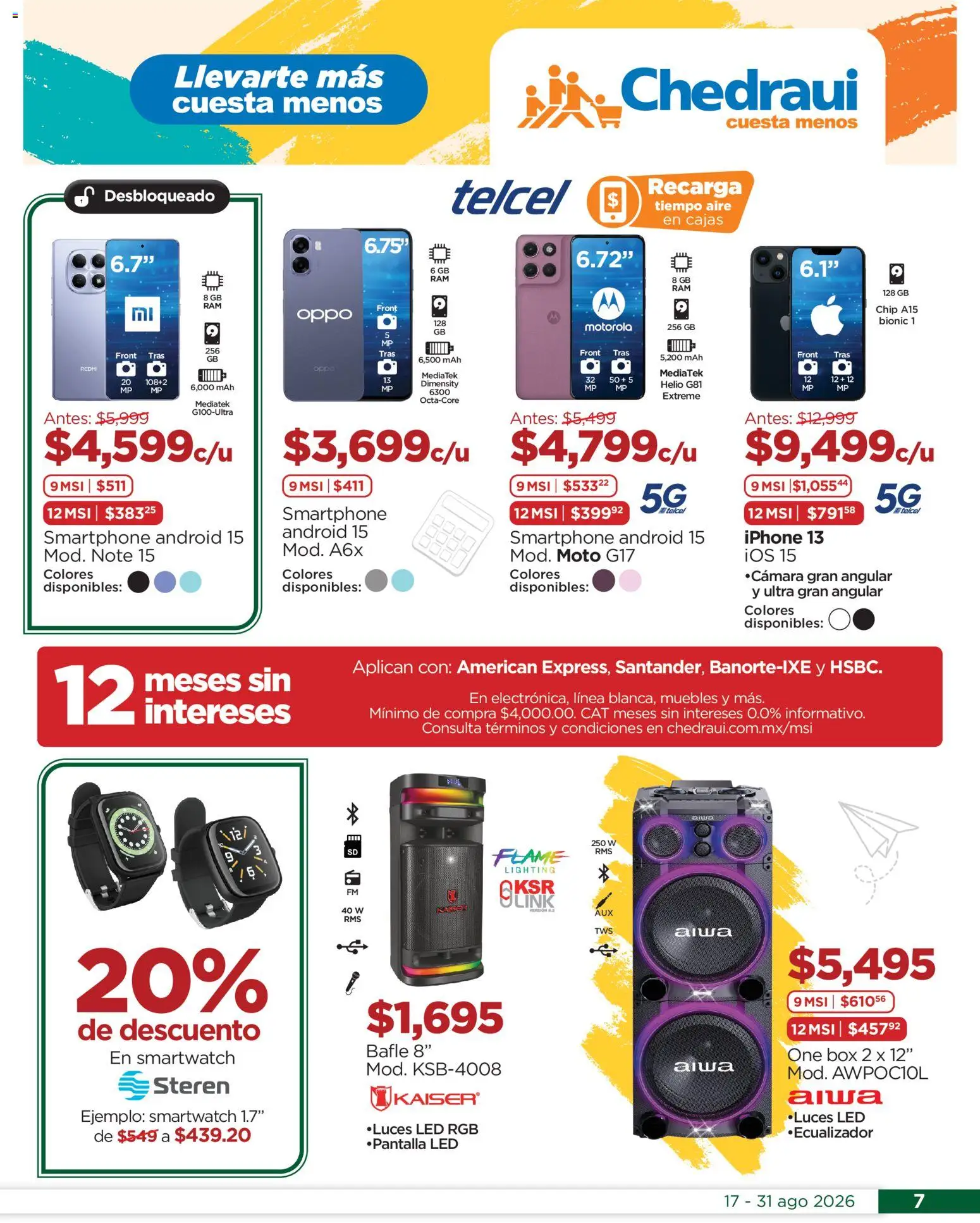Nuevas ofertas de Chedraui válidas en toda la República Mexicana desde el 17/08/2026. ¡Encuentra las mejores ofertas en Chedraui folleto Estrena este regreso a clases! | Página: 7 | Productos: Ecualizador, Smartphone