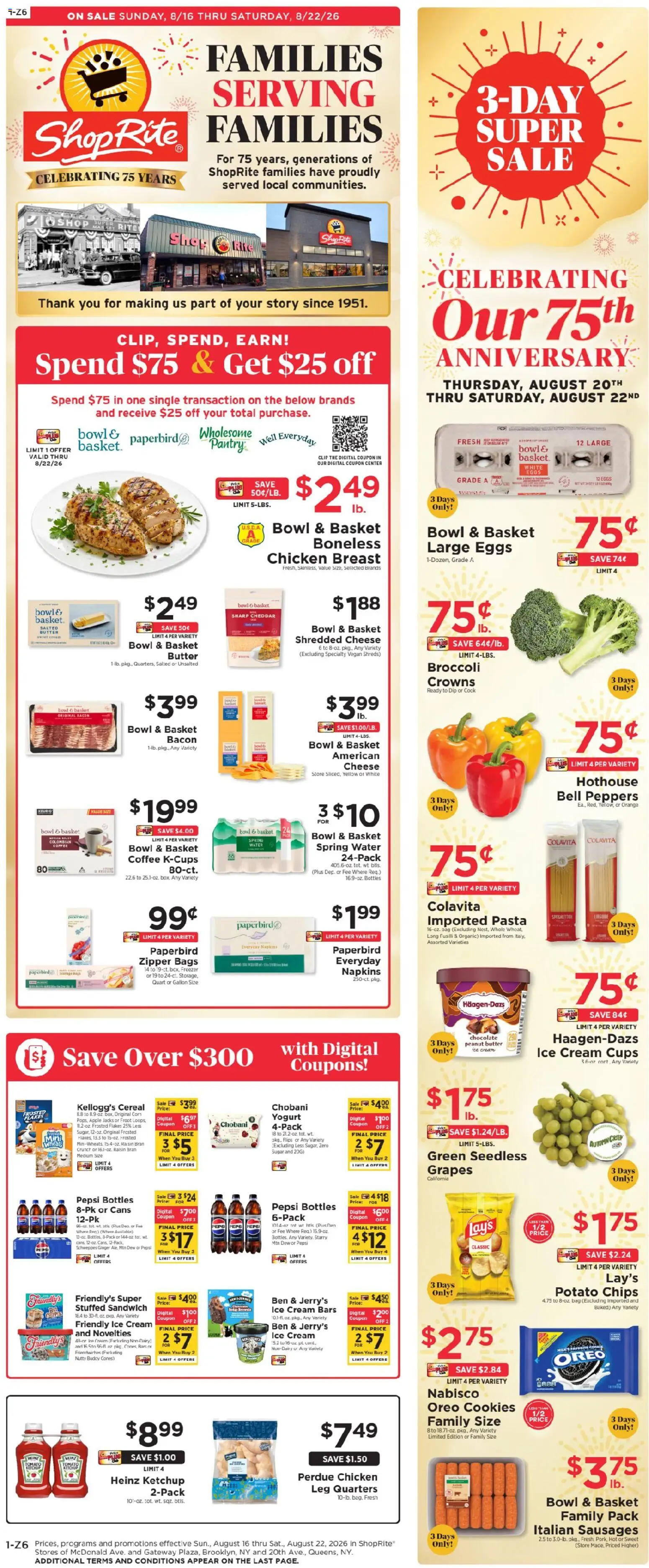 ShopRite Weekly Ad - valid from 08/16/2026 | Page: 1 | Products: Potato chips, Ketchup, Grapes, Pepsi