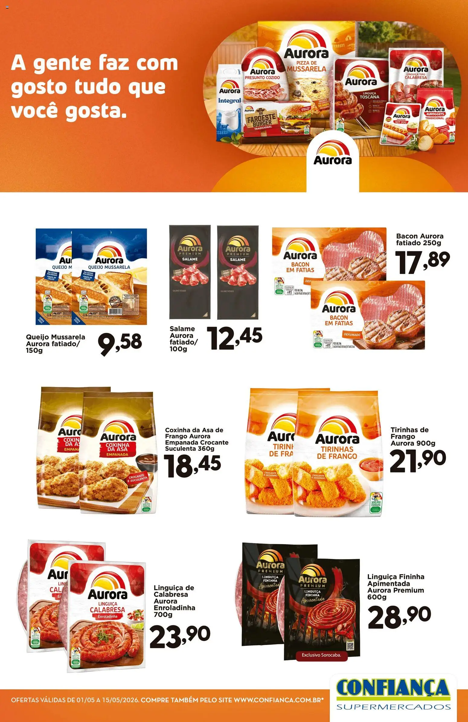 Confiança Folheto - válido de 01.05.2026 | Página: 1 | Produtos: Salsicha, Queijo, Salame, Presunto