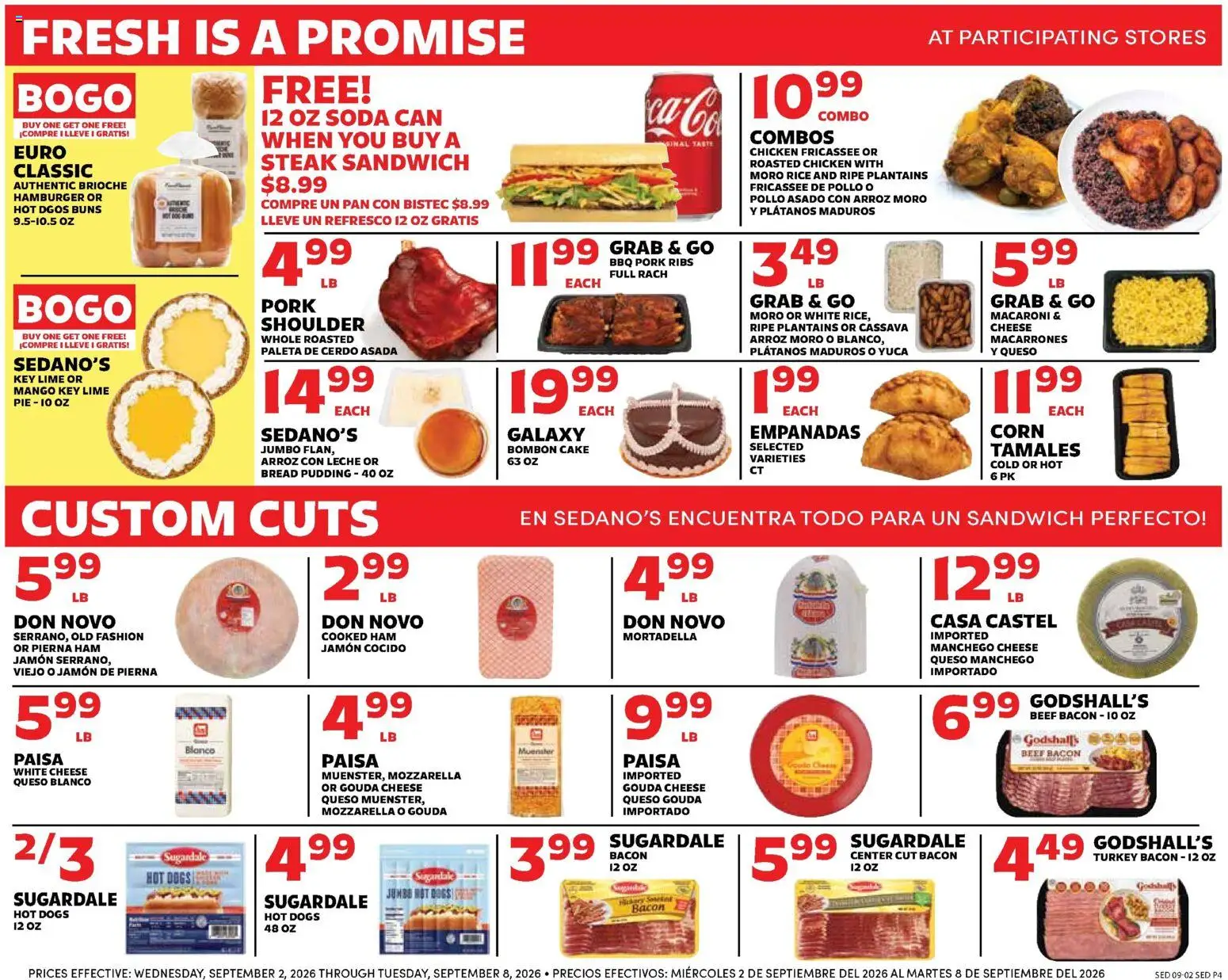 Sedano's Weekly Ad - valid from 09/02/2026 | Page: 4 | Products: Bacon, Mango, Lime, Steak