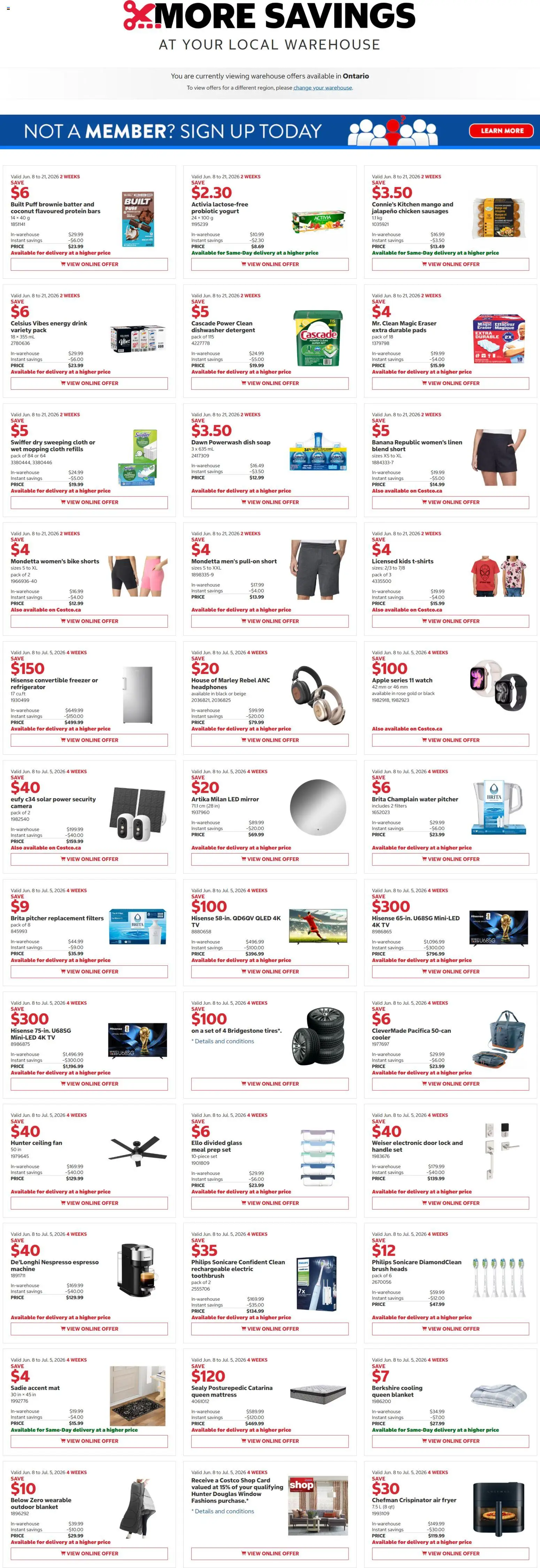 Costco flyer valid from 08.06.2026 | Page: 1 | Products: Tv, Blanket, Shorts, Chicken