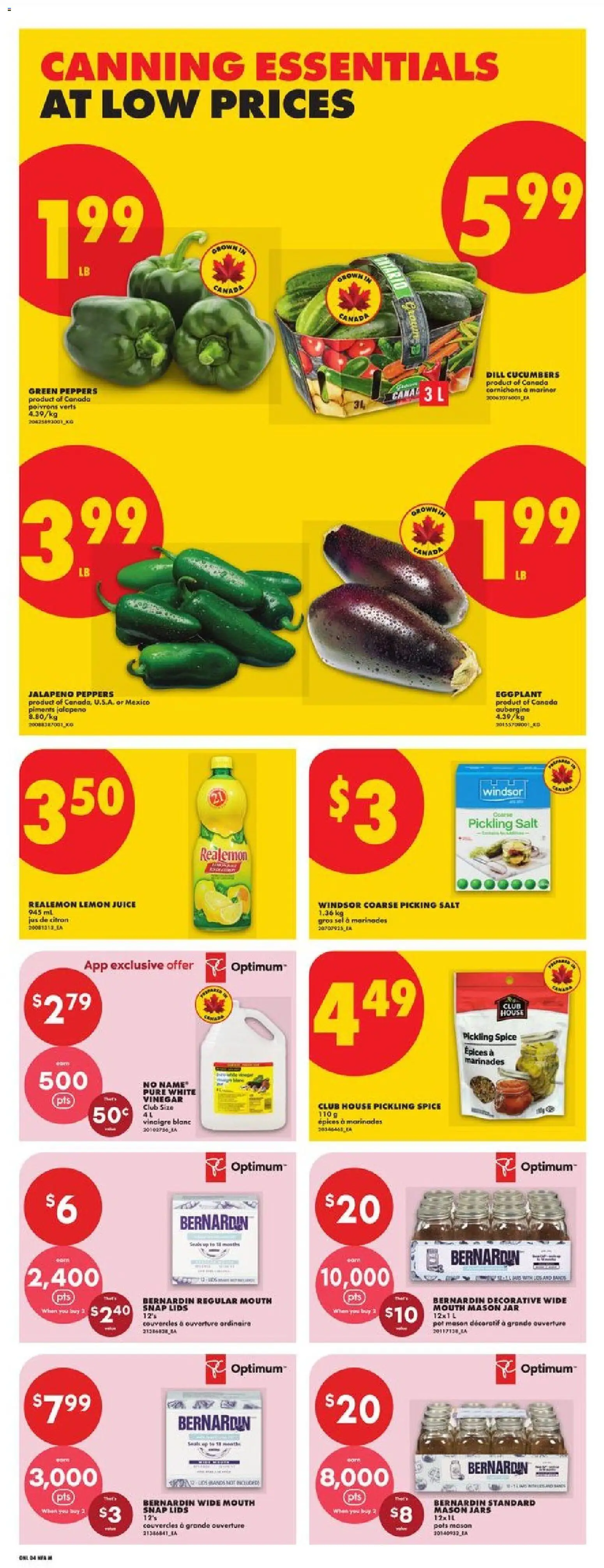 No Frills flyer valid from Aug 13, 2026 | Page: 10 | Products: Cucumbers, Vinegar, Lids, Lemon juice