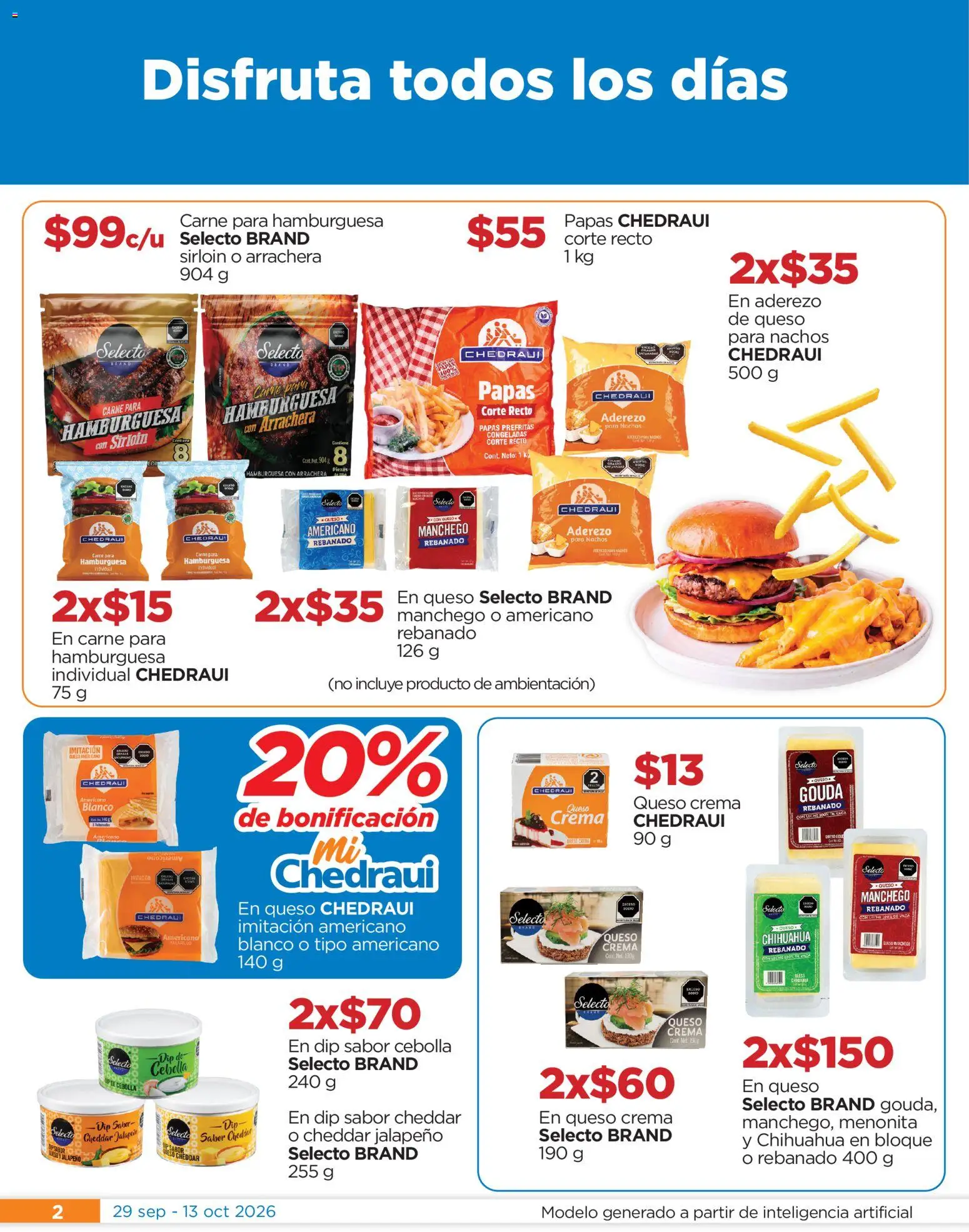 Nuevas ofertas de Chedraui válidas en toda la República Mexicana desde el 29/09/2026. ¡Encuentra las mejores ofertas en Chedraui folleto Festival marca propia! | Página: 2 | Productos: Cebolla, Aderezo, Hamburguesa, Carne