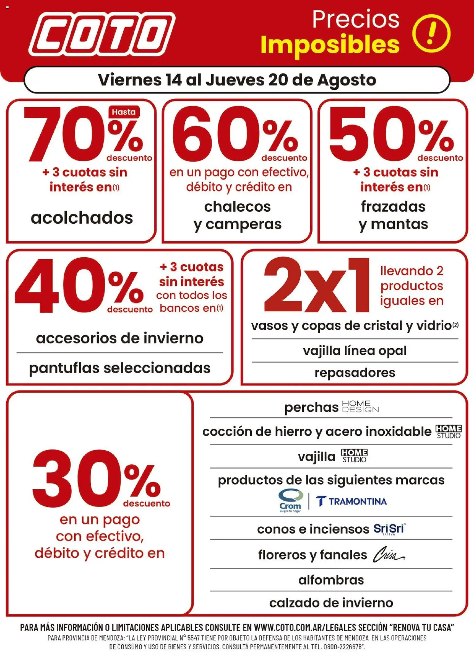 Coto - Renova Clases │ válido desde el 14/08/2026 | Página: 1 | Productos: Vajilla, Vasos