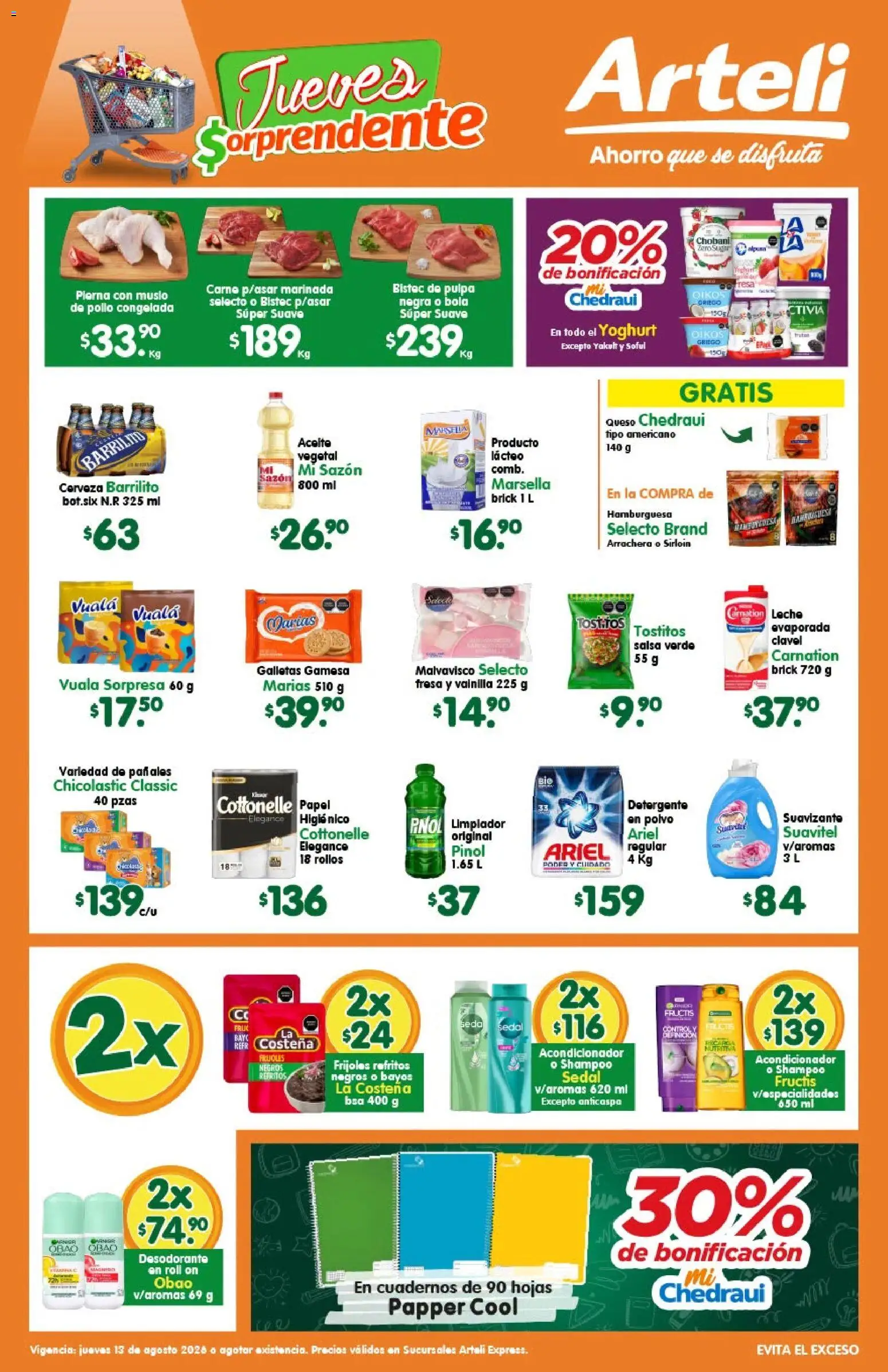 Nuevas ofertas de Arteli válidas en toda la República Mexicana desde el 13/08/2026. ¡Encuentra las mejores ofertas en Arteli folleto Express! | Página: 1 | Productos: Desodorante, Vainilla, Cerveza, Shampoo
