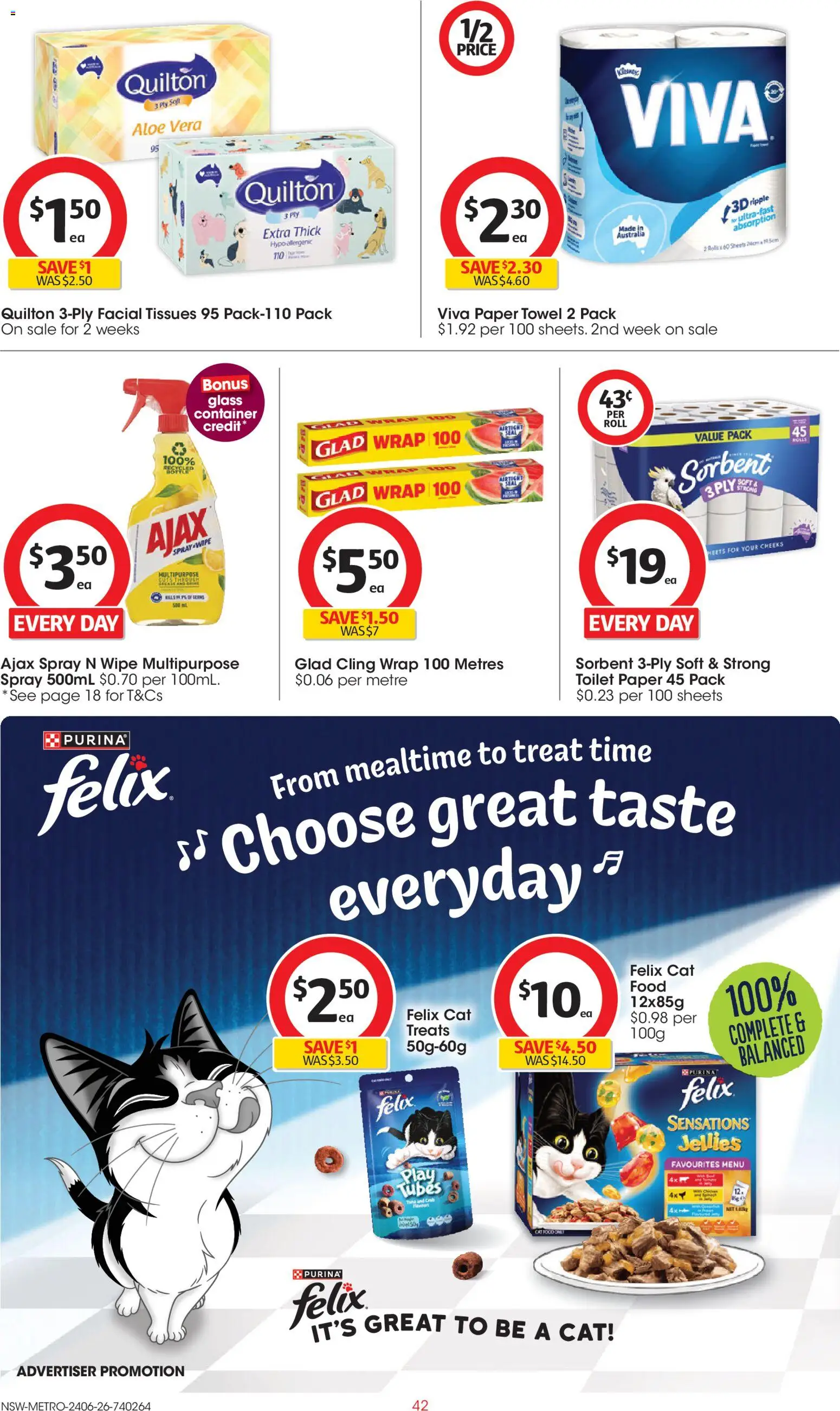Coles catalogue - valid from 24/06/2026 | Page: 42 | Products: Toilet, Toilet paper, Multipurpose, Tissues
