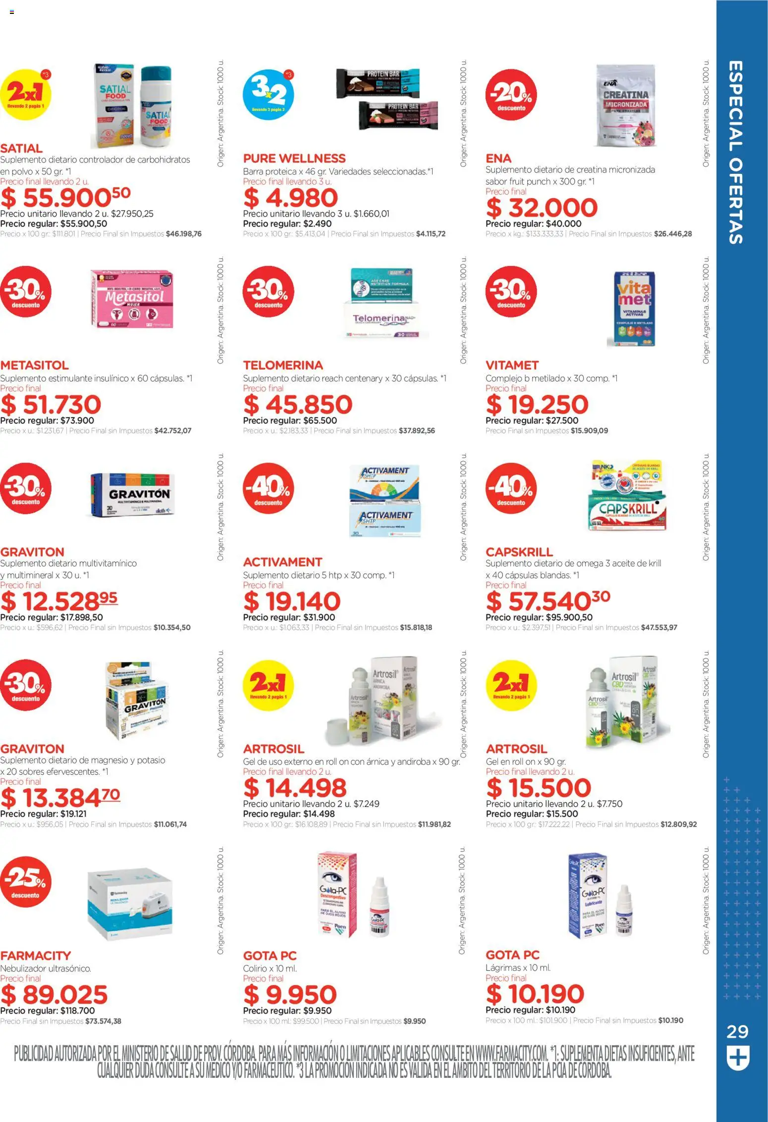 Farmacity catálogo │ válido desde el 30.04.2026 | Página: 29 | Productos: Nebulizador, Suplemento dietario, Aceite, Polvo
