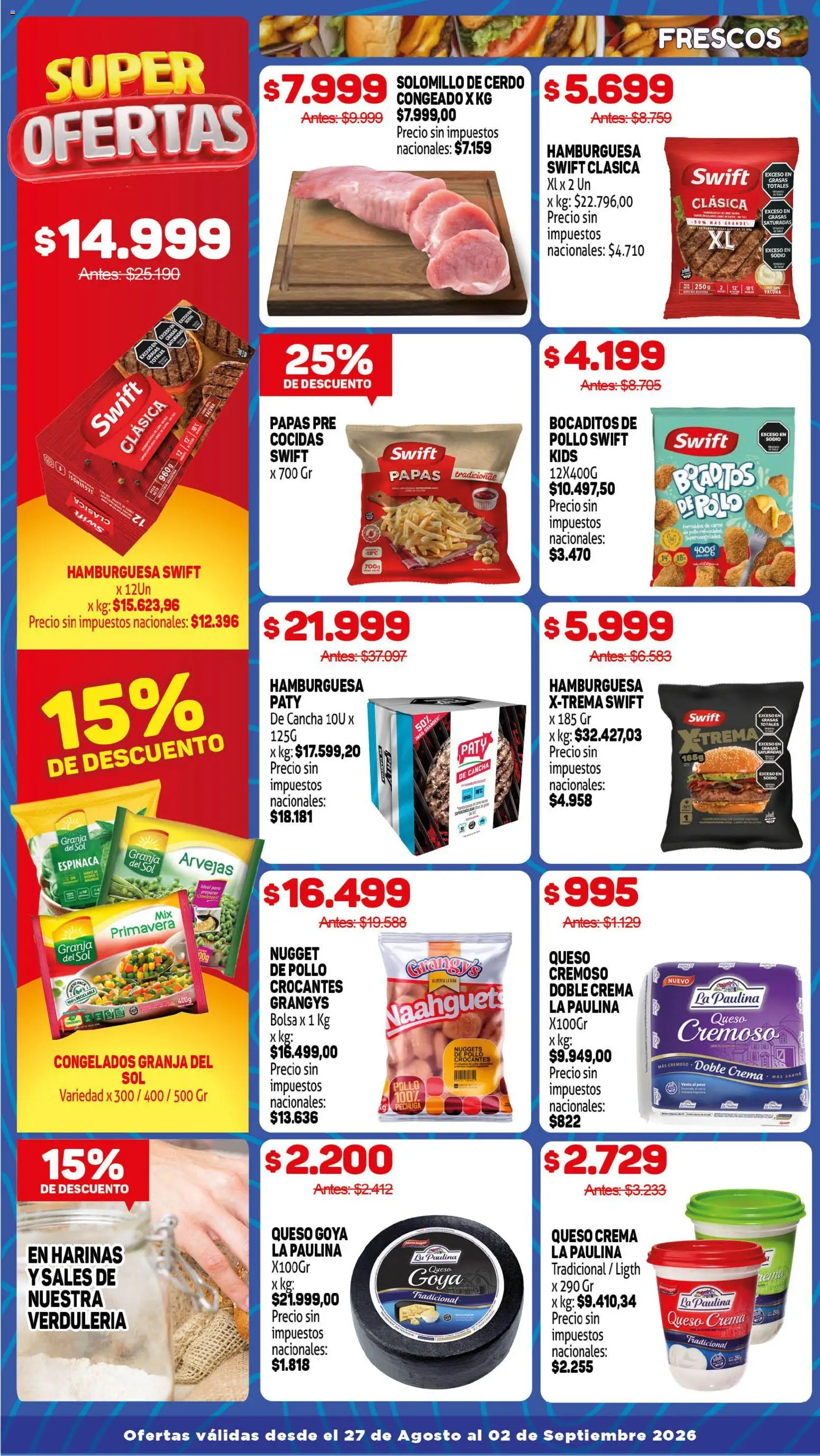 Makro ofertas │ válido desde el 27/08/2026 | Página: 2 | Productos: Bolsa, Pollo, Arvejas, Queso crema