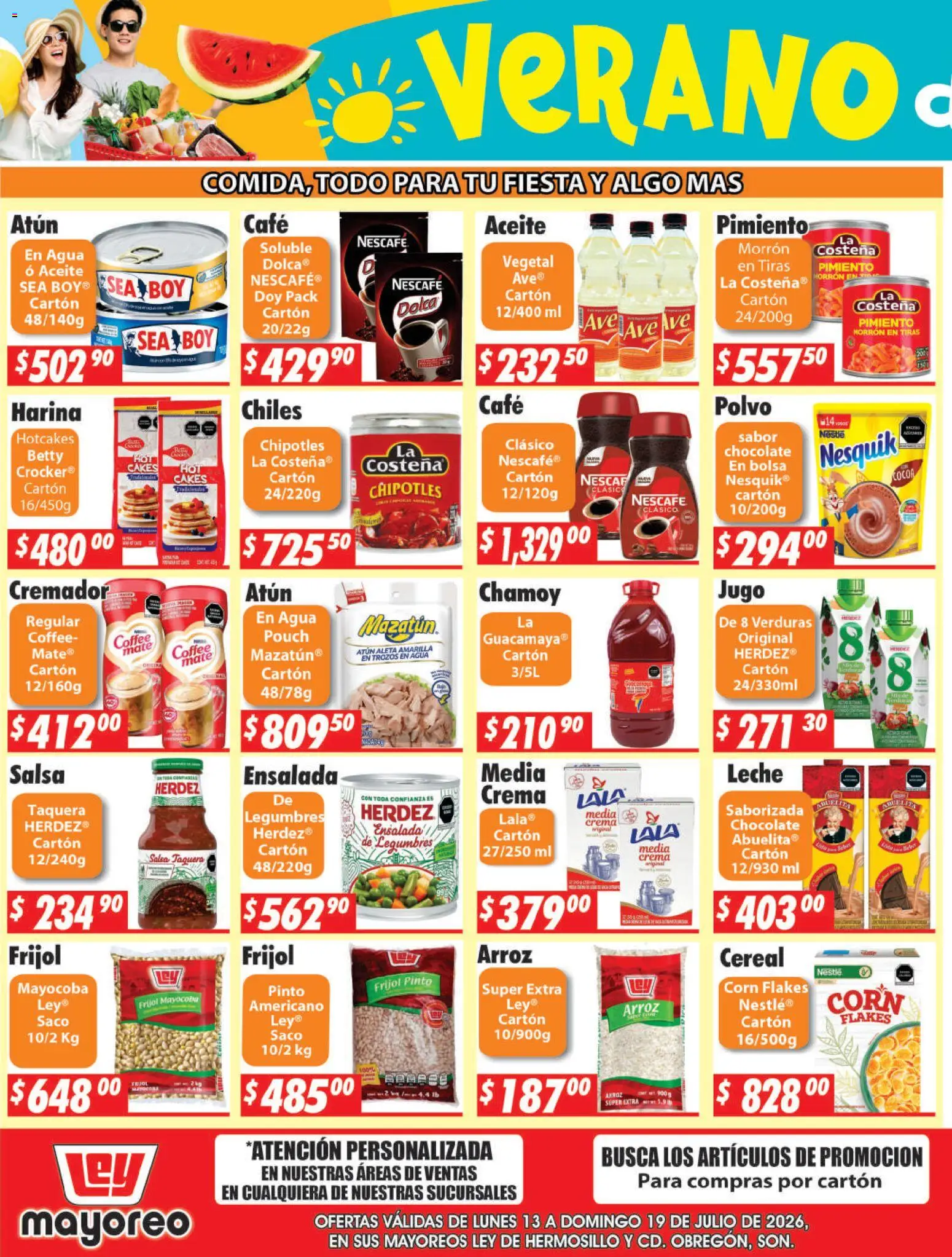 Nuevas ofertas de Casa Ley válidas en toda la República Mexicana desde el 13/07/2026. ¡Encuentra las mejores ofertas en Casa Ley folleto Hermosillo! | Página: 3 | Productos: Atún, Chocolate, Jugo, Pimiento