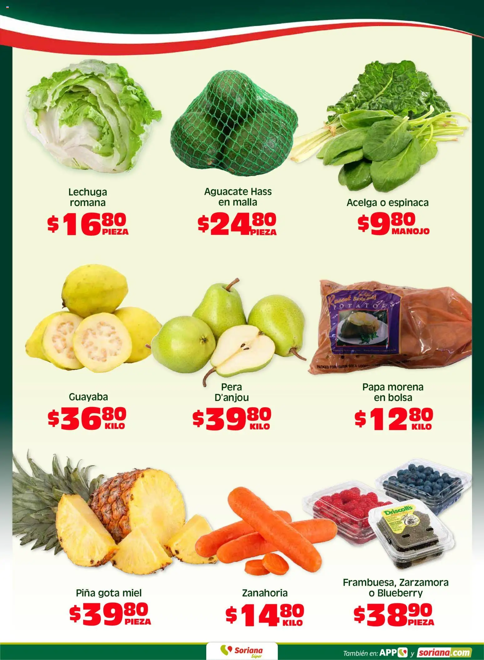 Nuevas ofertas de Soriana válidas en toda la República Mexicana desde el 01.05.2026. ¡Encuentra las mejores ofertas en Soriana Fin de Semana Súper: Saltillo y Torreón! | Página: 2 | Productos: Acelga, Papa, Piña, Malla